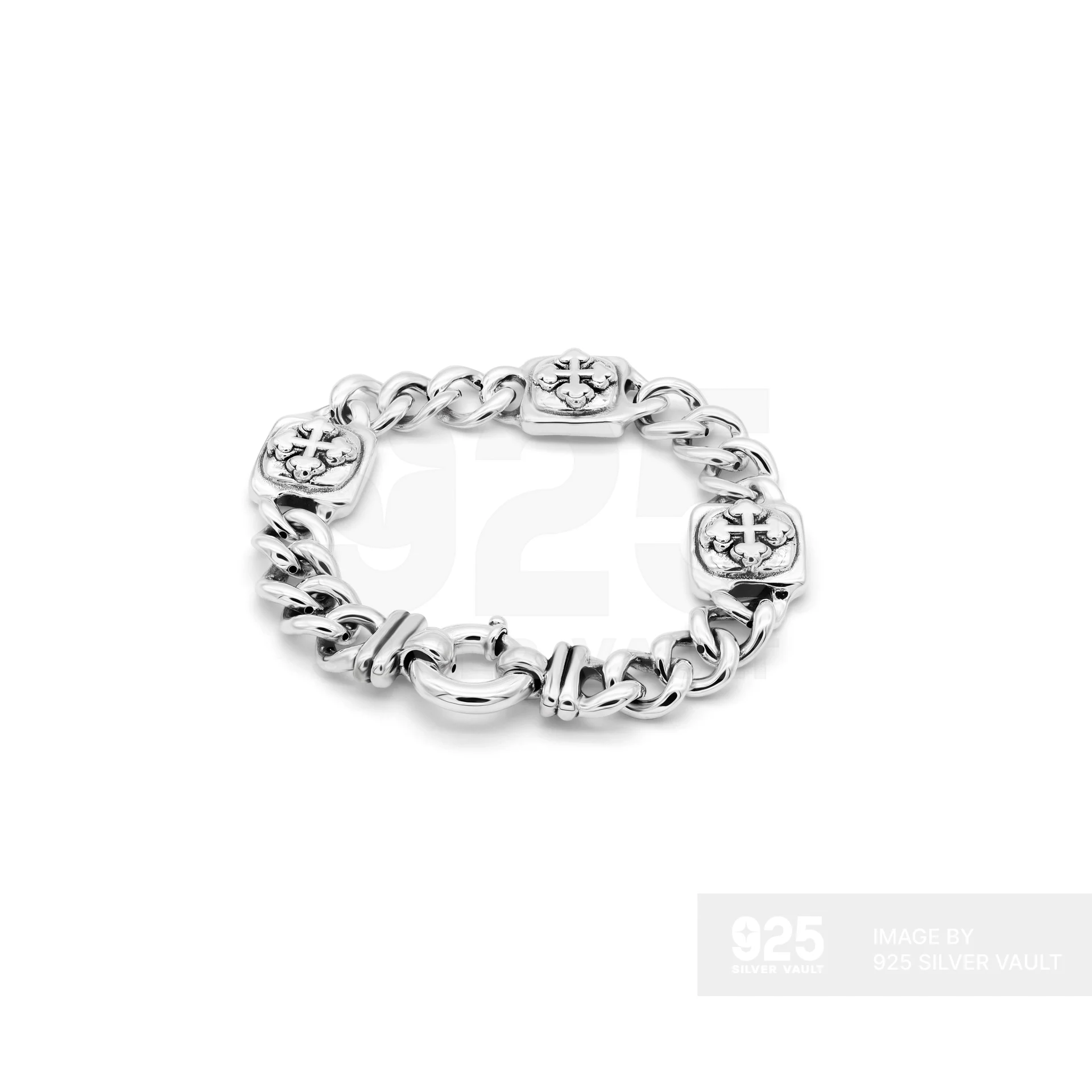 Greek Cross Medallion Curb Chain Bracelet