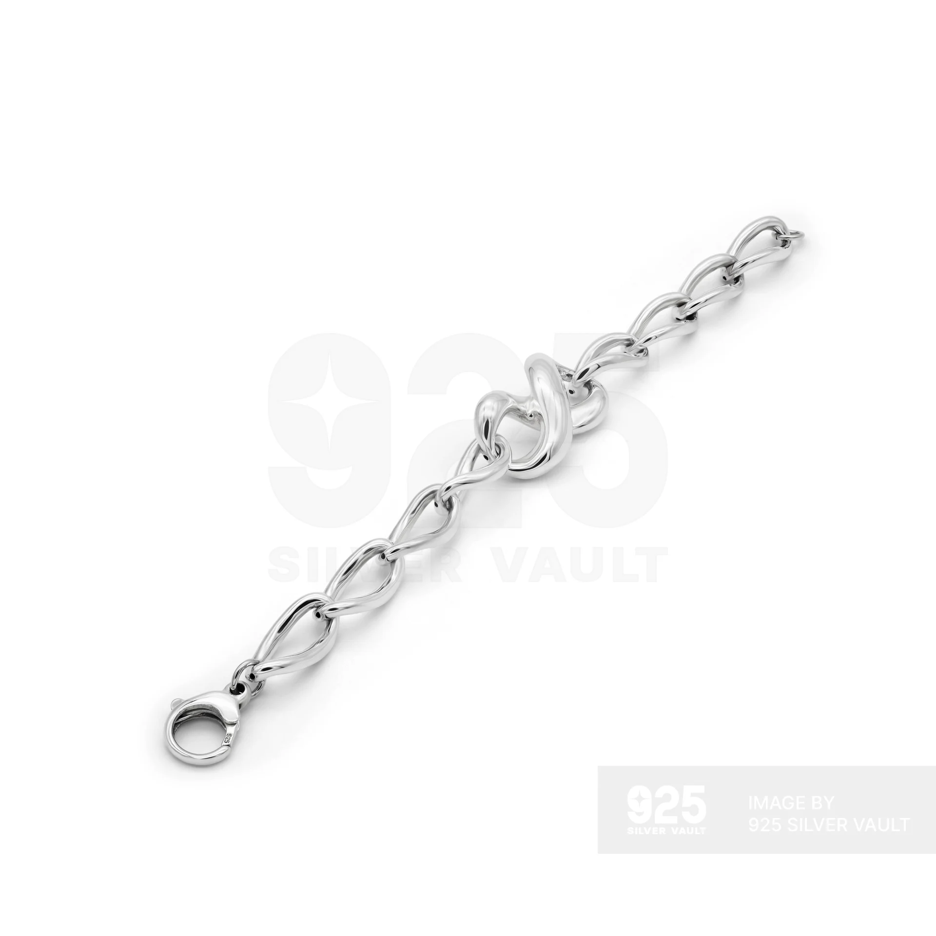 Elongated Oval with Infinity Statement Chain Bracelet - Image 2