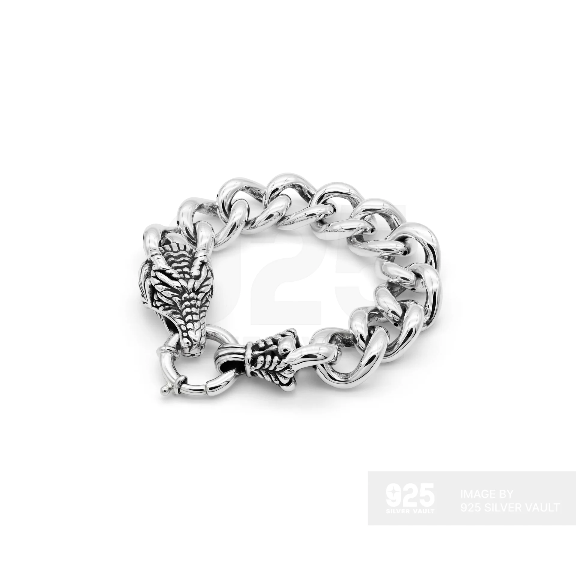 Dragon Head Curb Link Chain Bracelet