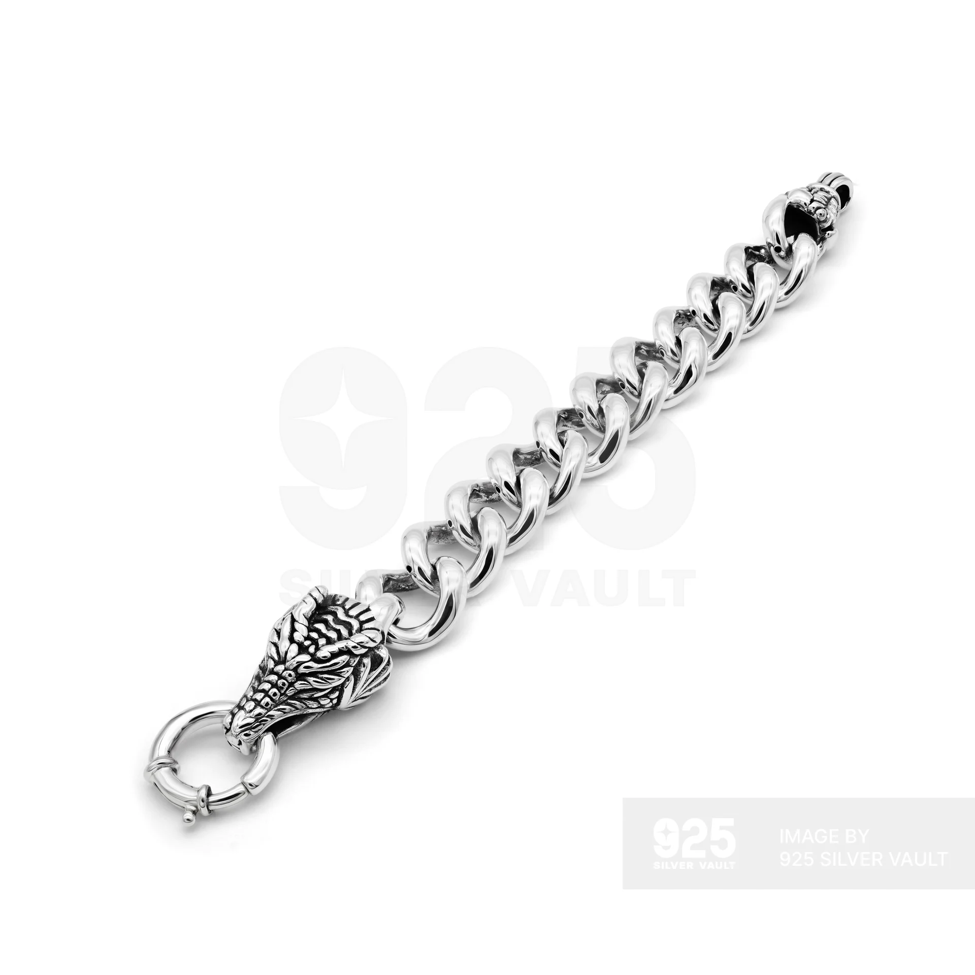 Dragon Head Curb Link Chain Bracelet - Image 2