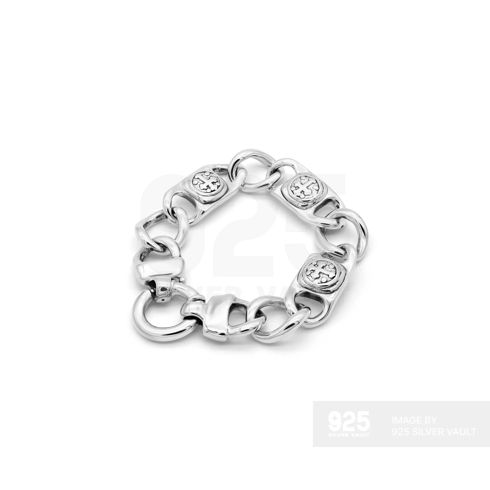 Cross Medallion Mixed Link Chain Bracelet