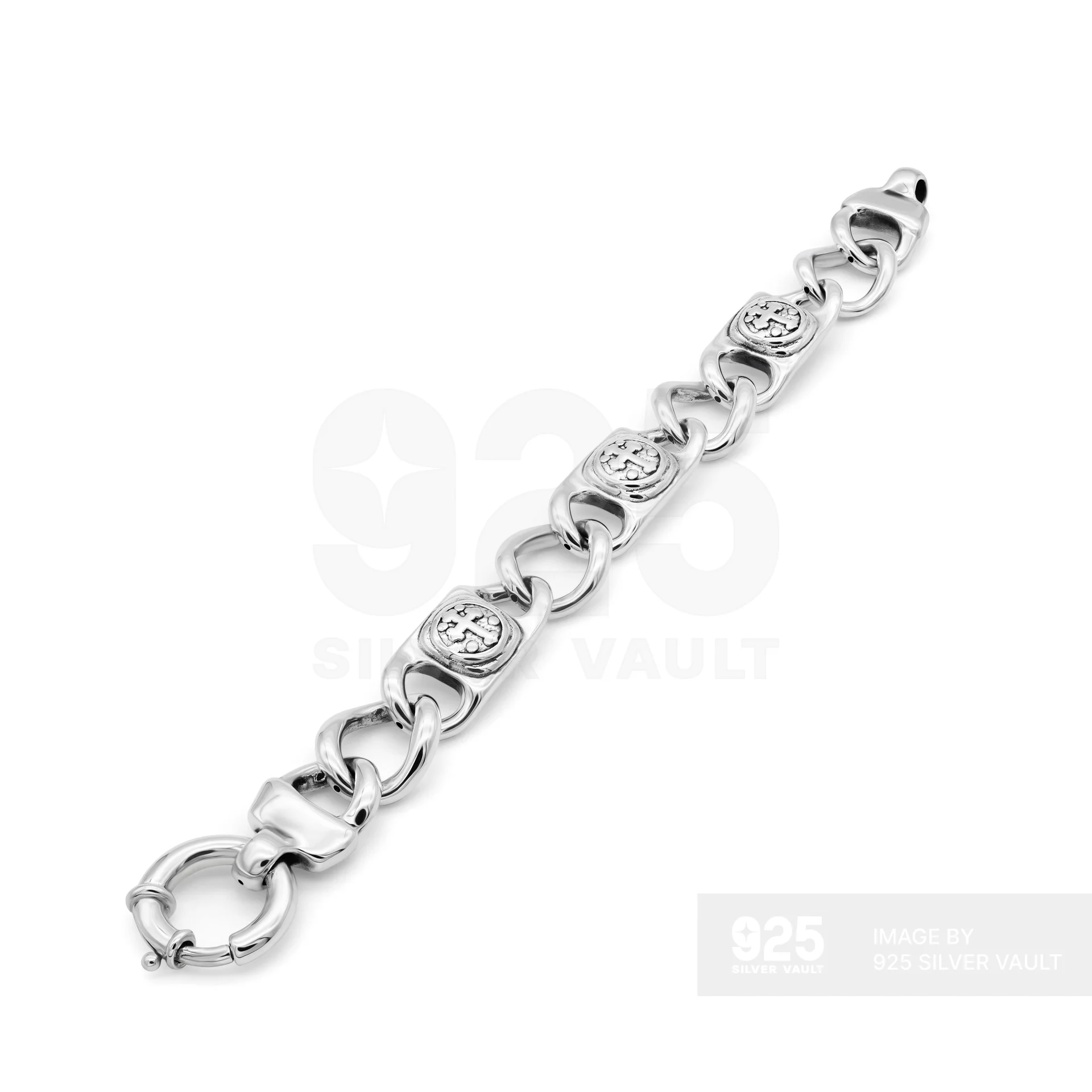 Cross Medallion Mixed Link Chain Bracelet - Image 2