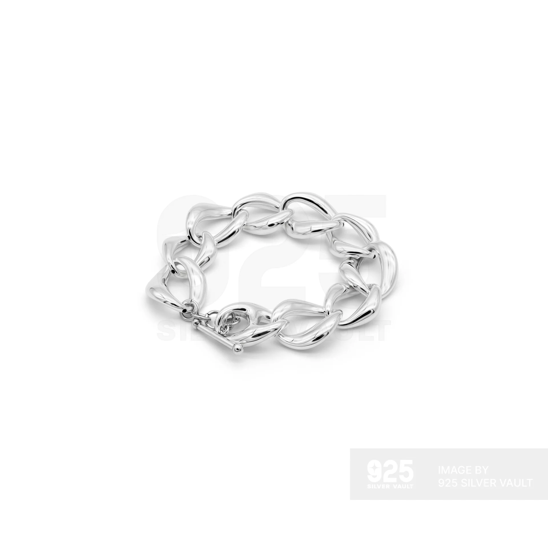 Medium Contoured Curb Chain Bracelet - Image 2