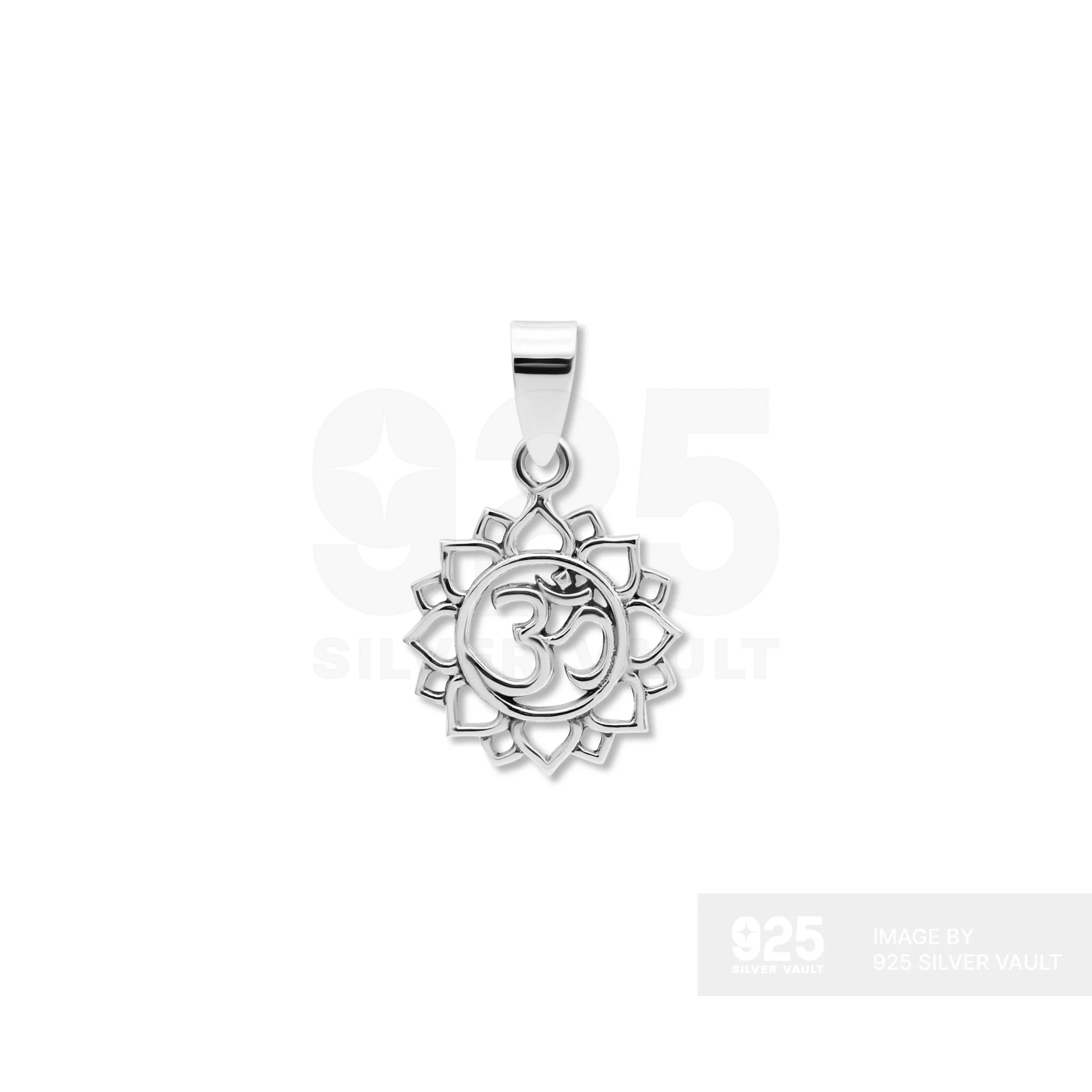 Om Lotus Mandala Silver Pendant