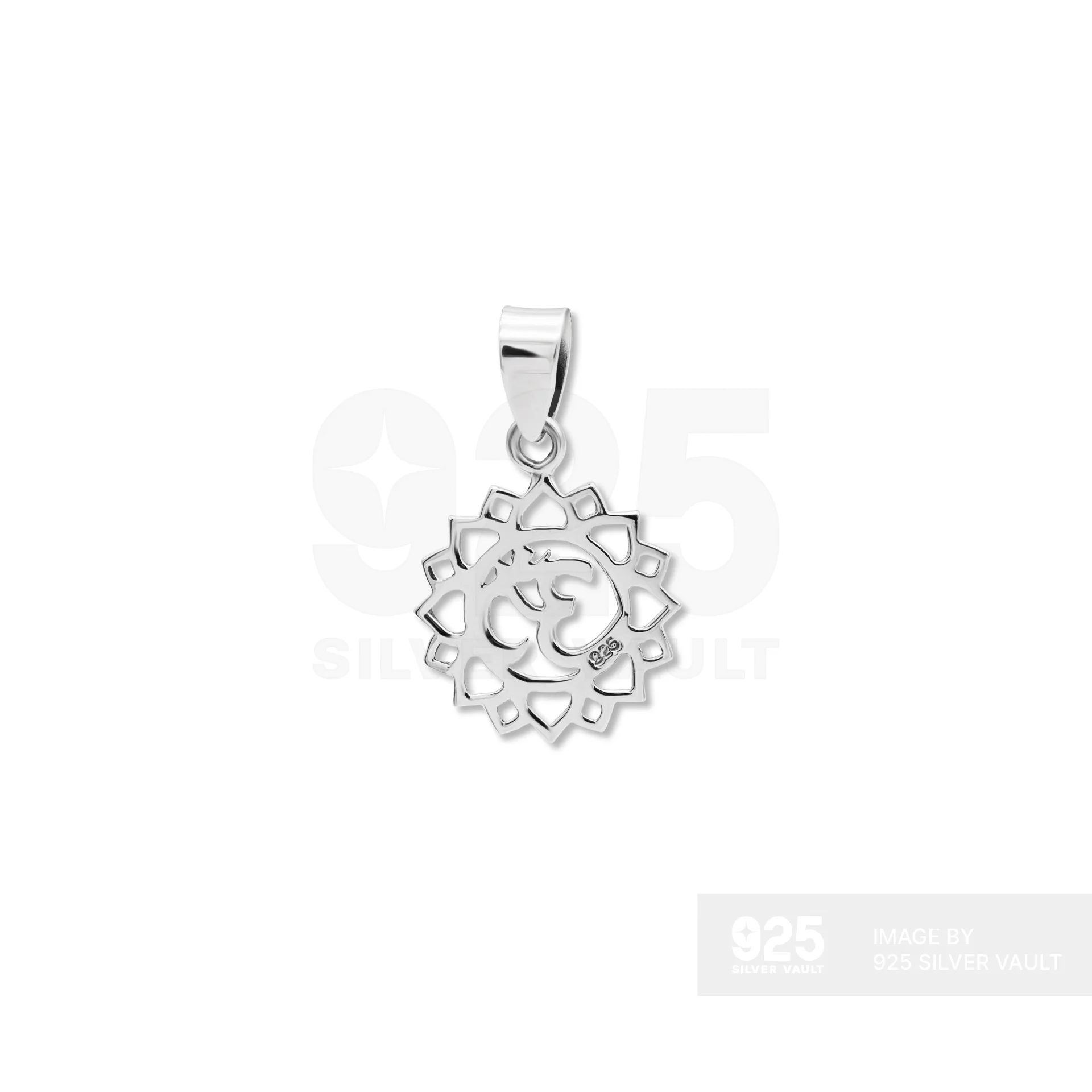 Om Lotus Mandala Silver Pendant - Image 2