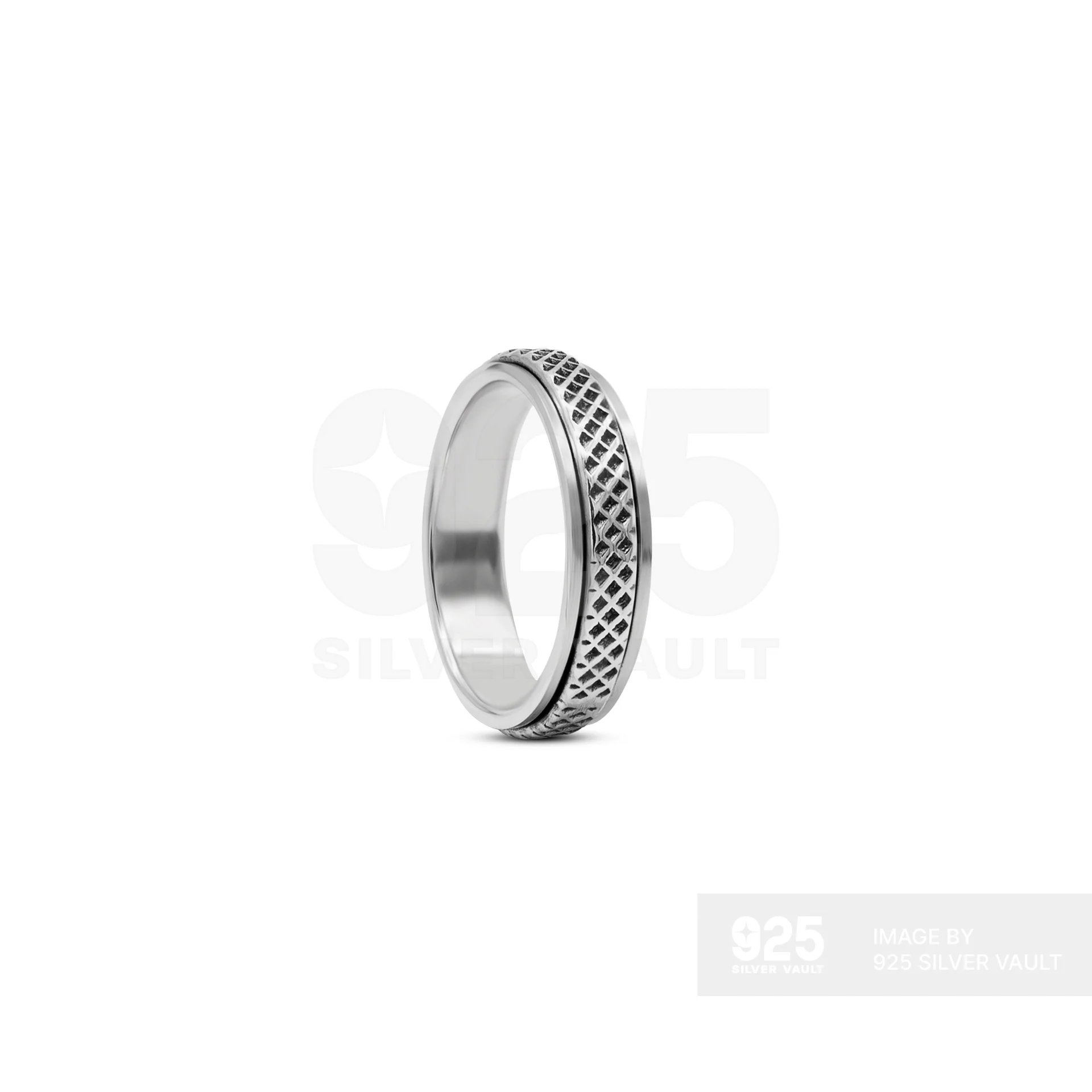 Diamond Mesh Spinning Silver Ring