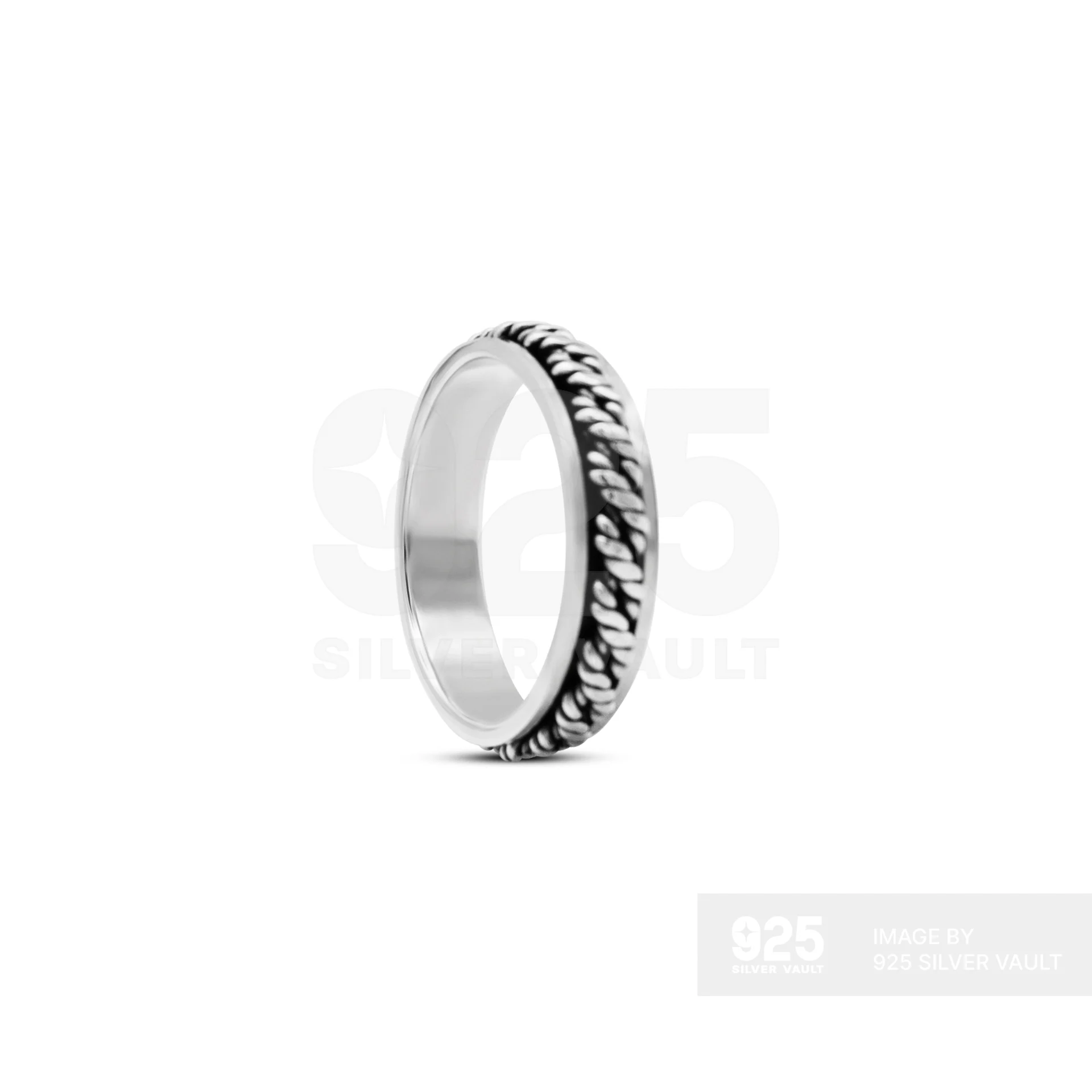 Fine Twisted Rope Spinning Silver Ring