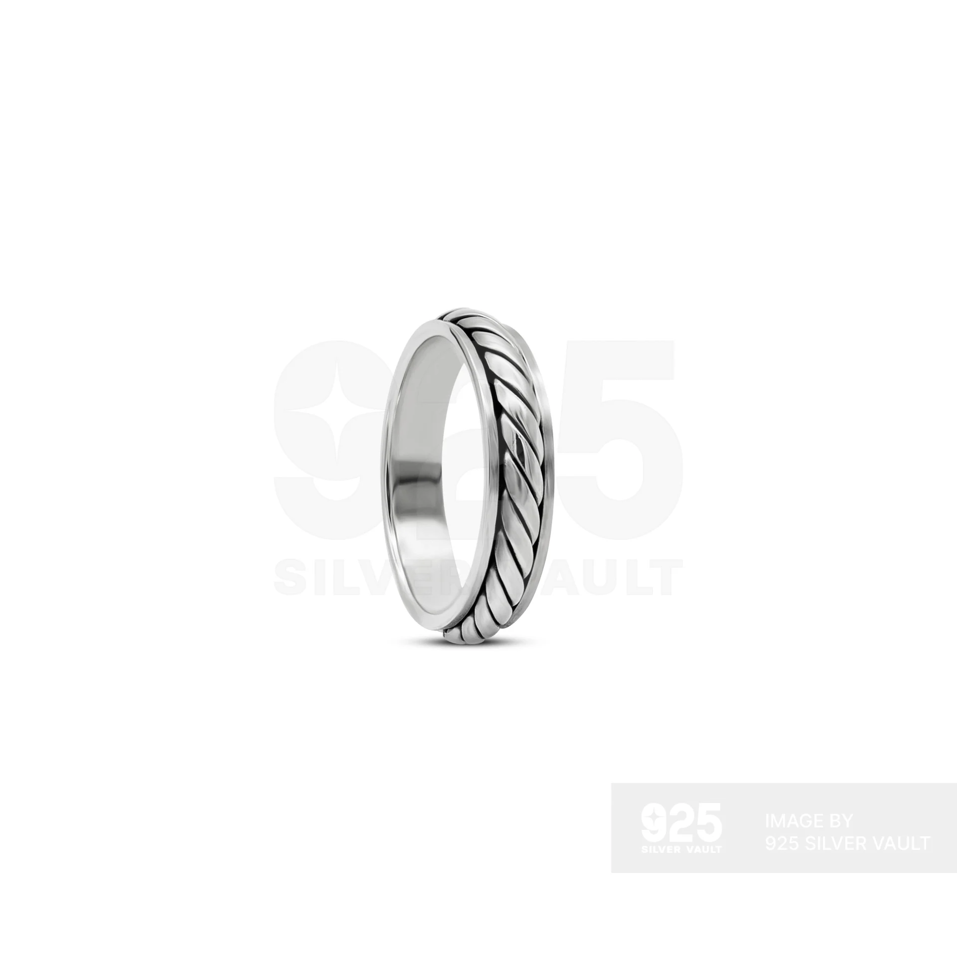 Rope Pattern Spinning Silver Ring