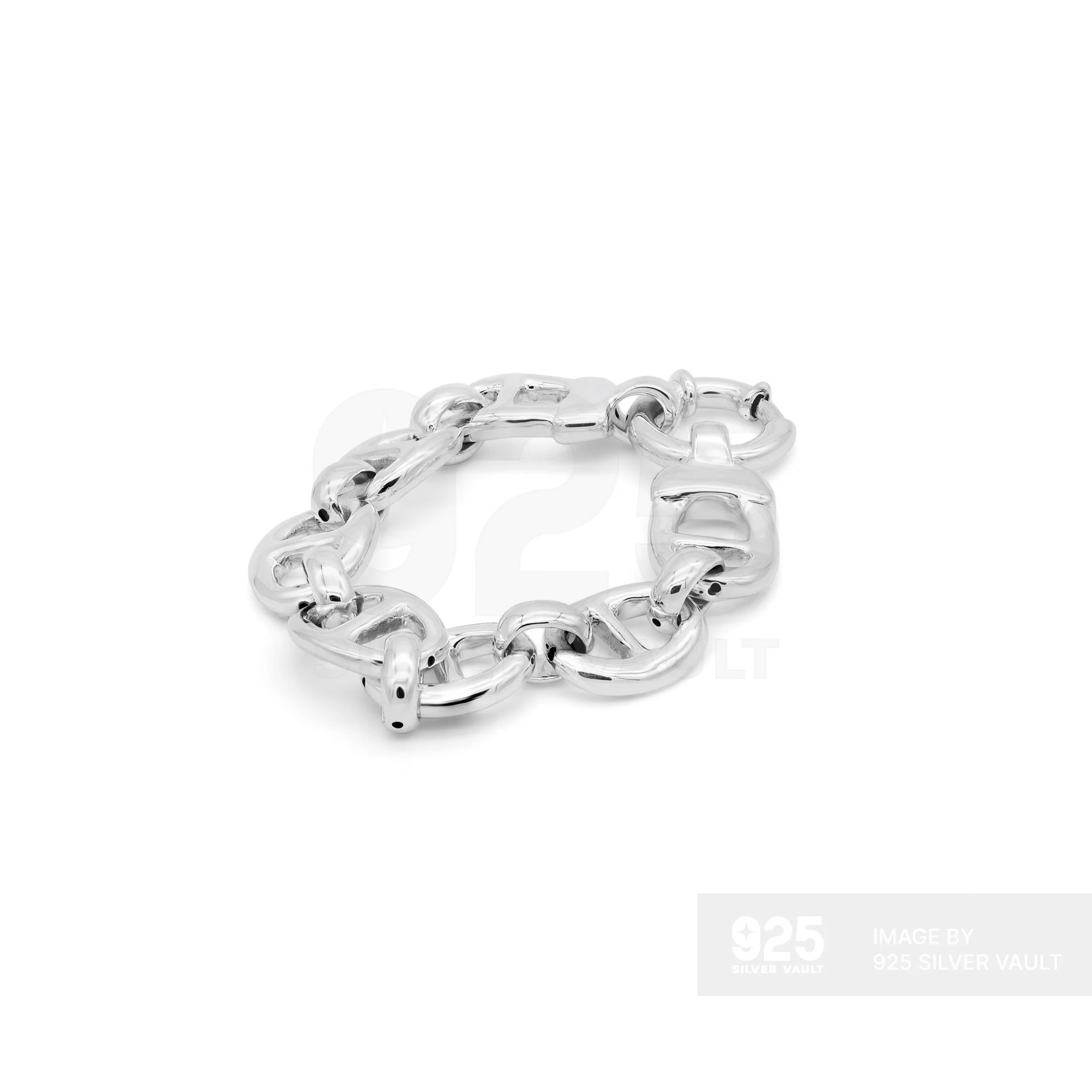 Large Center-Bar Oval Link Chain Bracelet - Image 2
