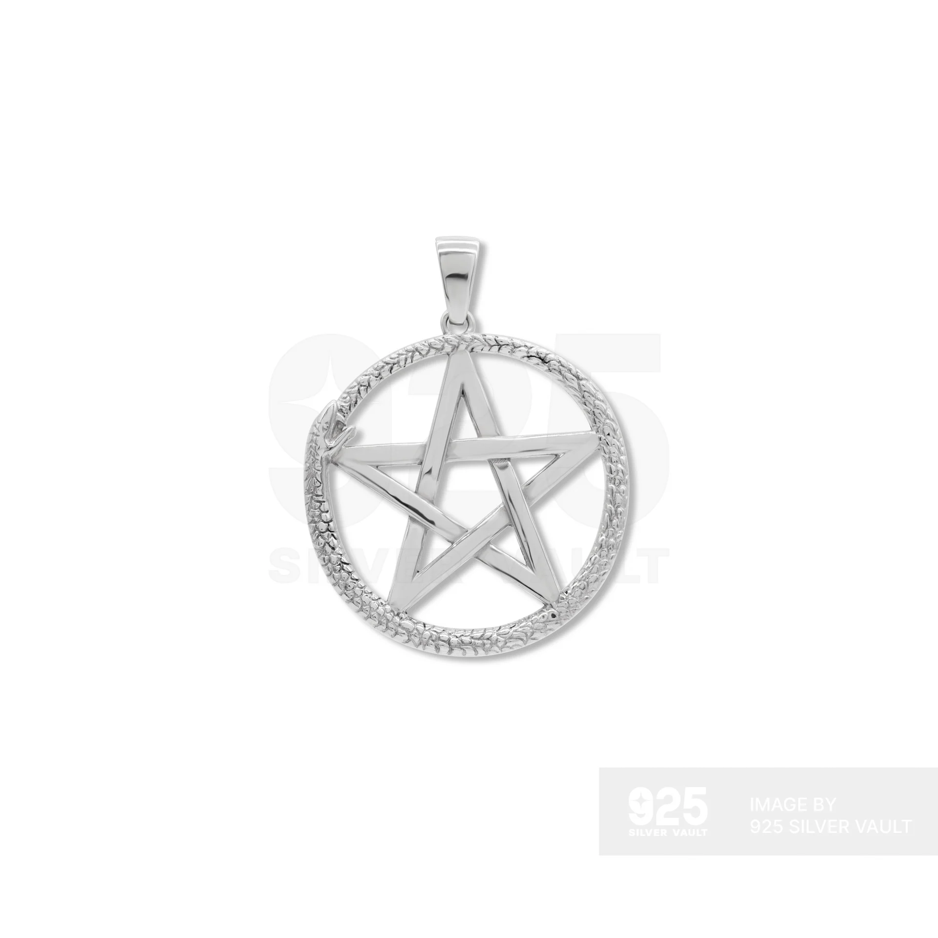 Ouroboros Serpent Pentagram Silver Pendant
