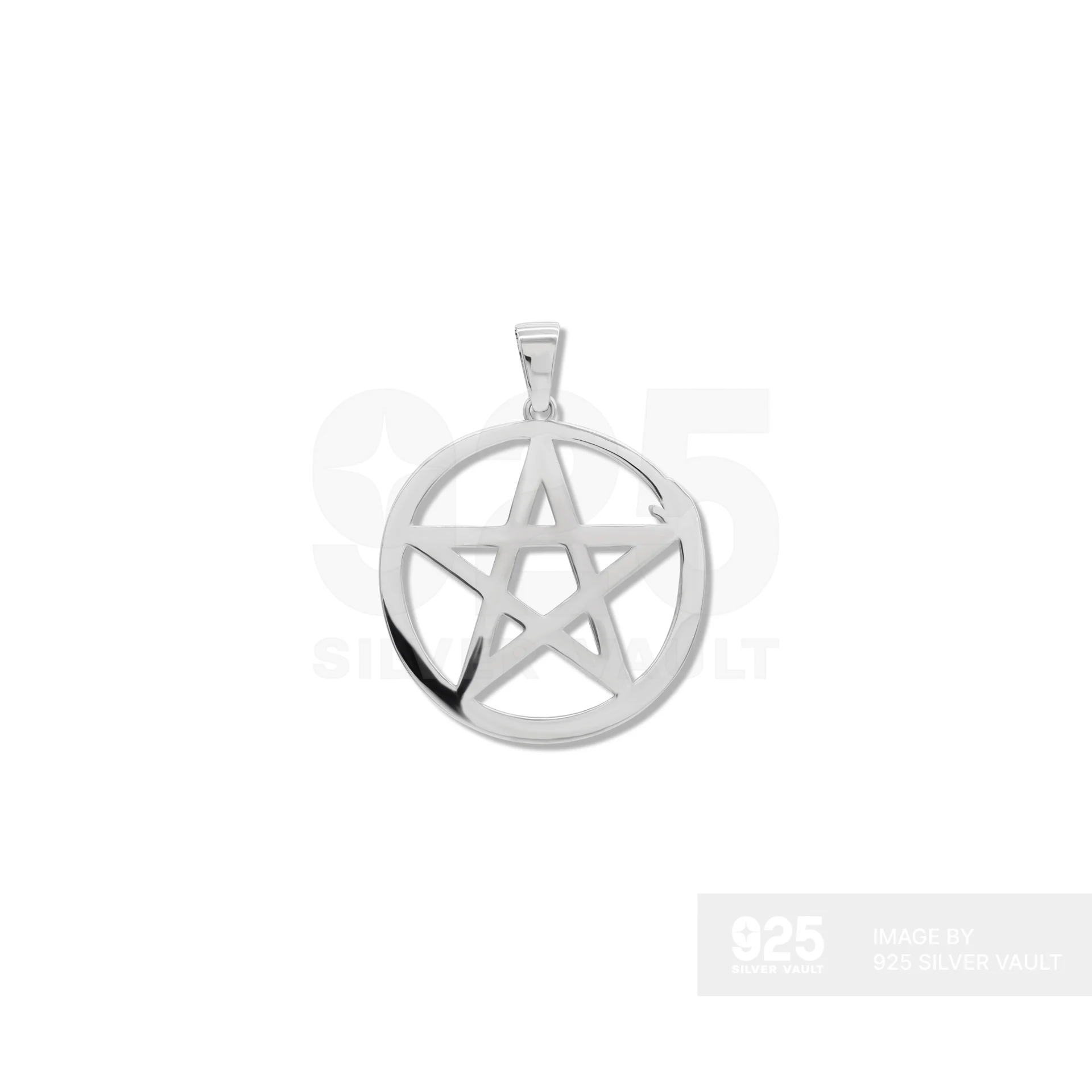 Ouroboros Serpent Pentagram Silver Pendant - Image 2