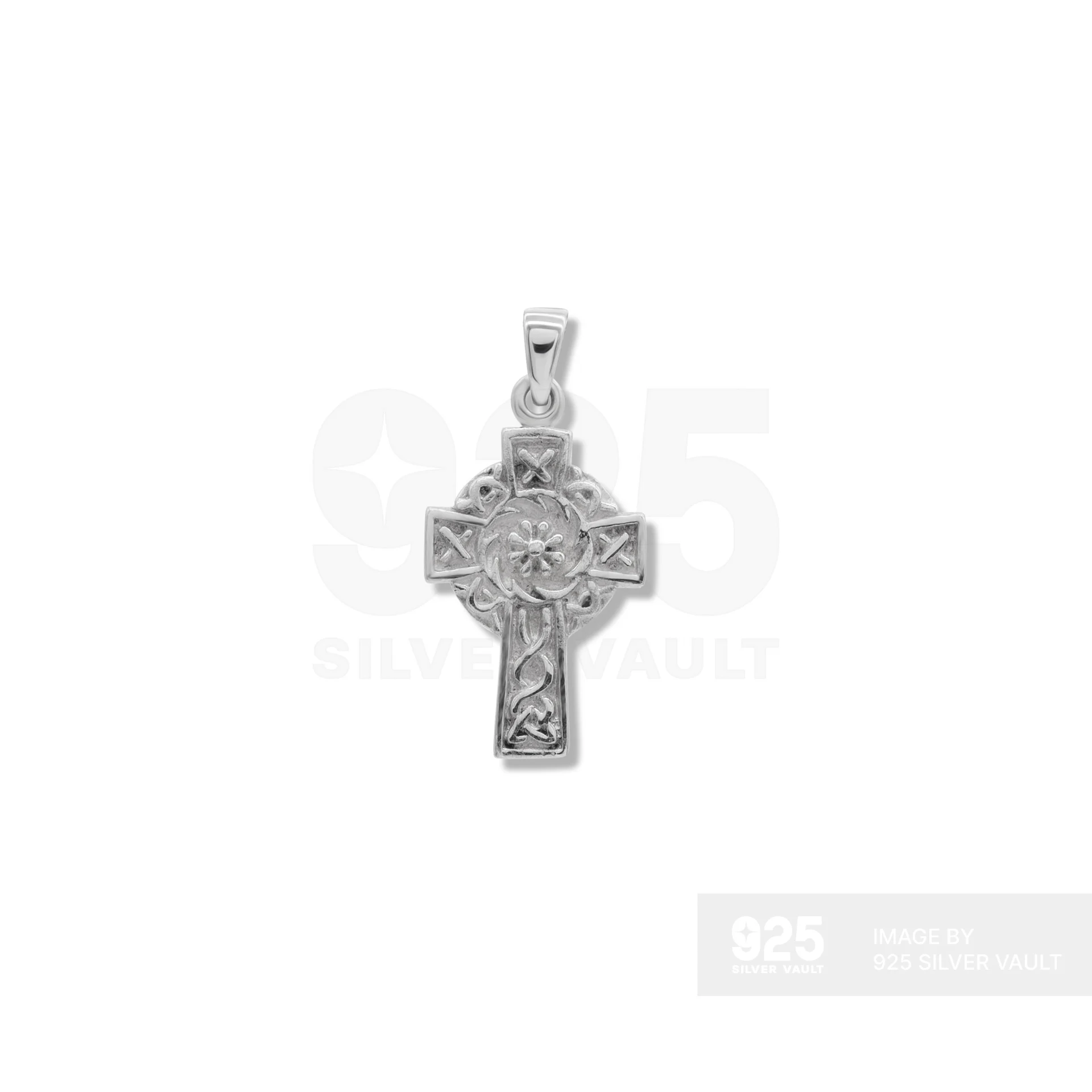 Ornate Celtic Cross Silver Pendant