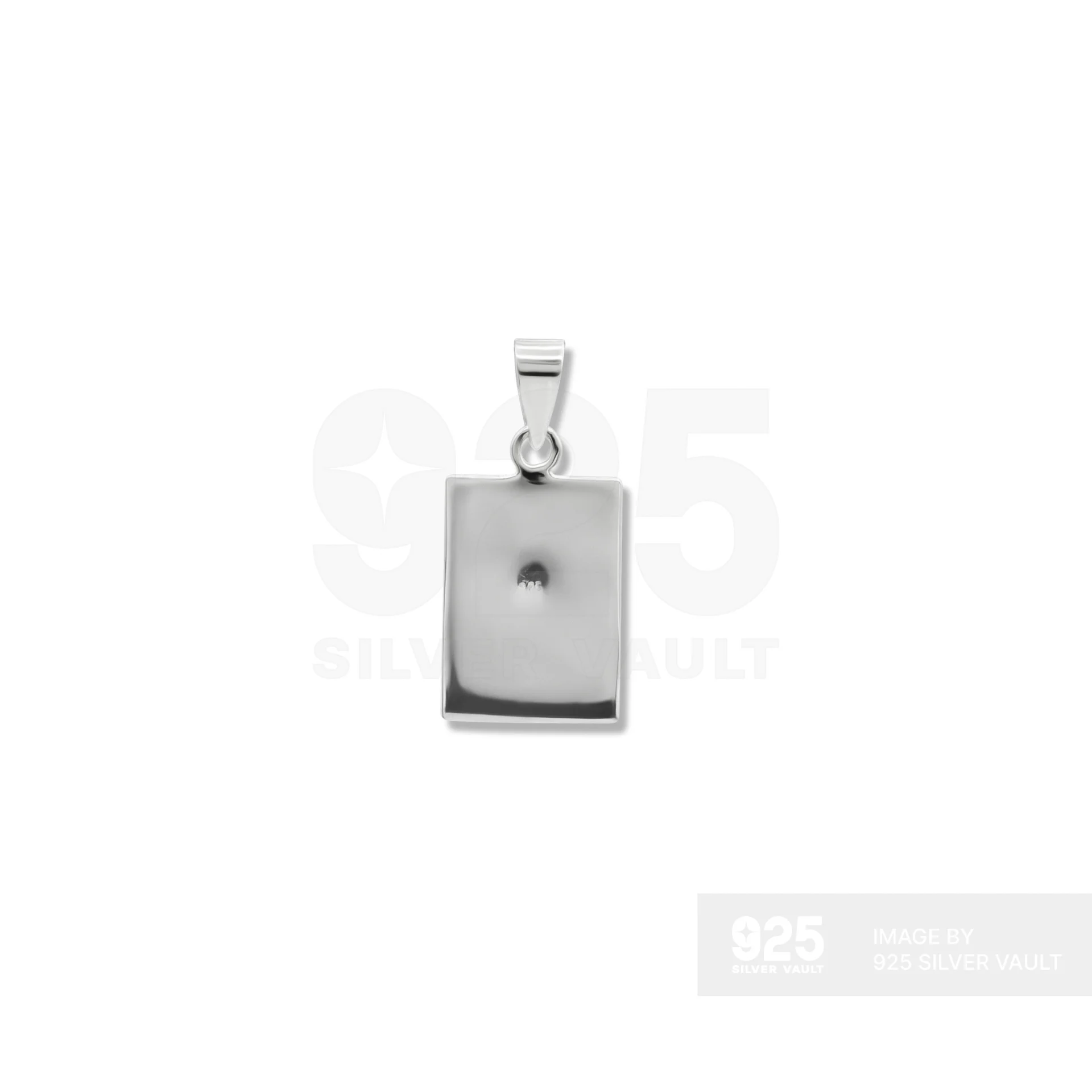 Rectangular Miraculous Medal Virgin Mary Silver Pendant - Image 2