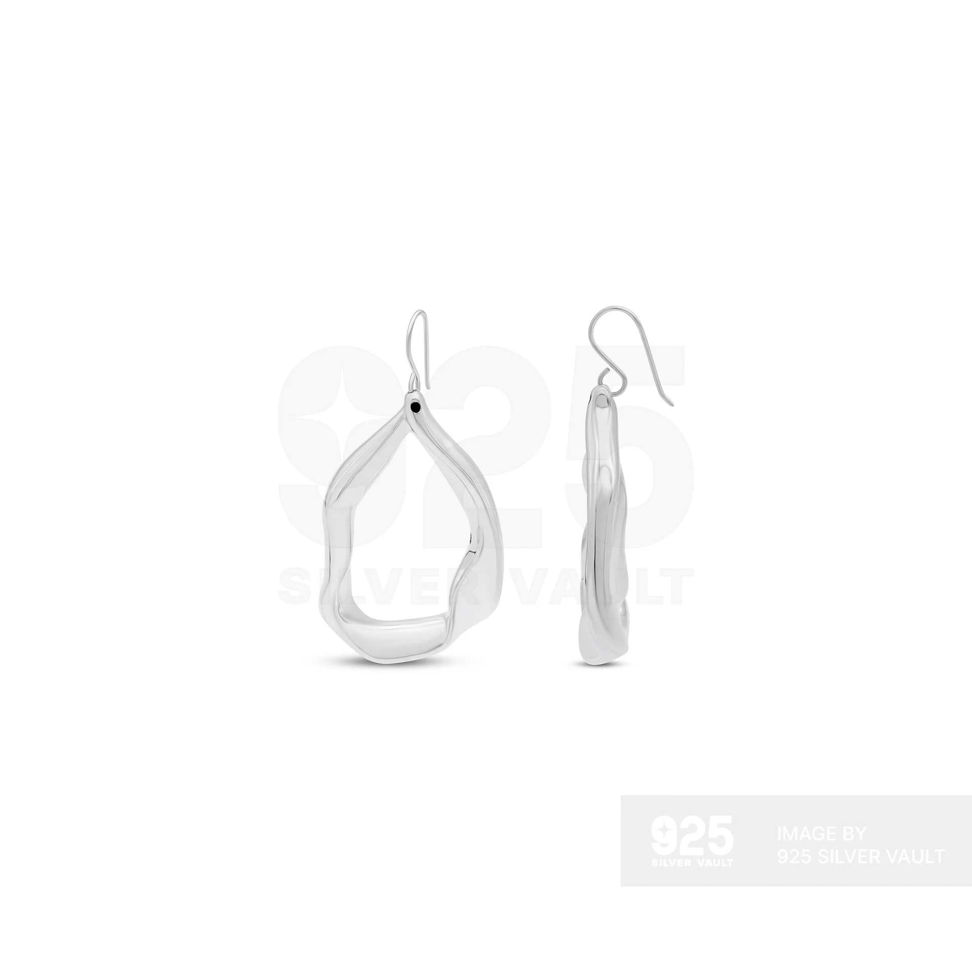Plain Asymmetric Twisted Oval Frame Drop Earrings