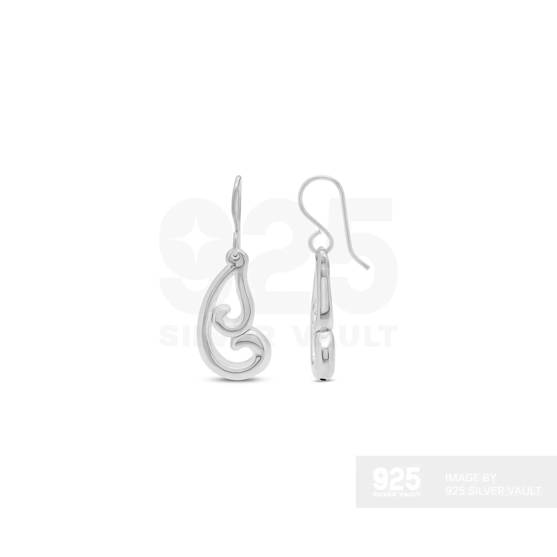 Double Scroll Outline Drop Earrings