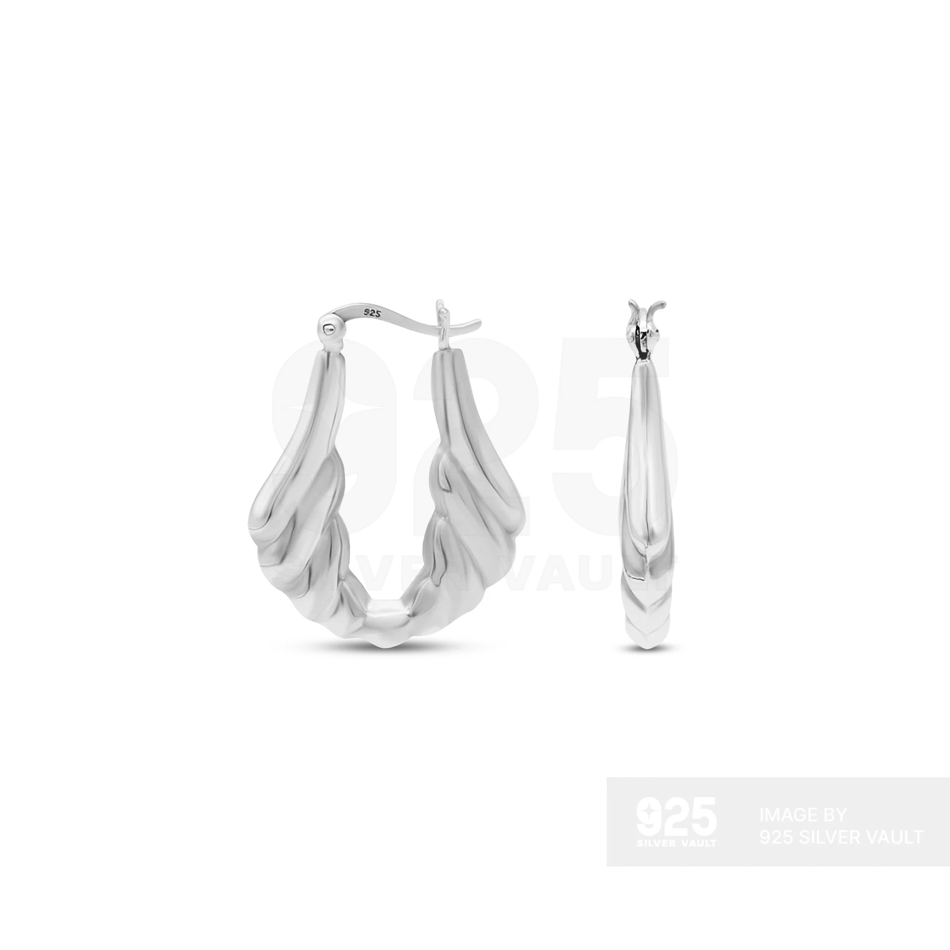 Ribbed Tapered U-Hoop Earrings