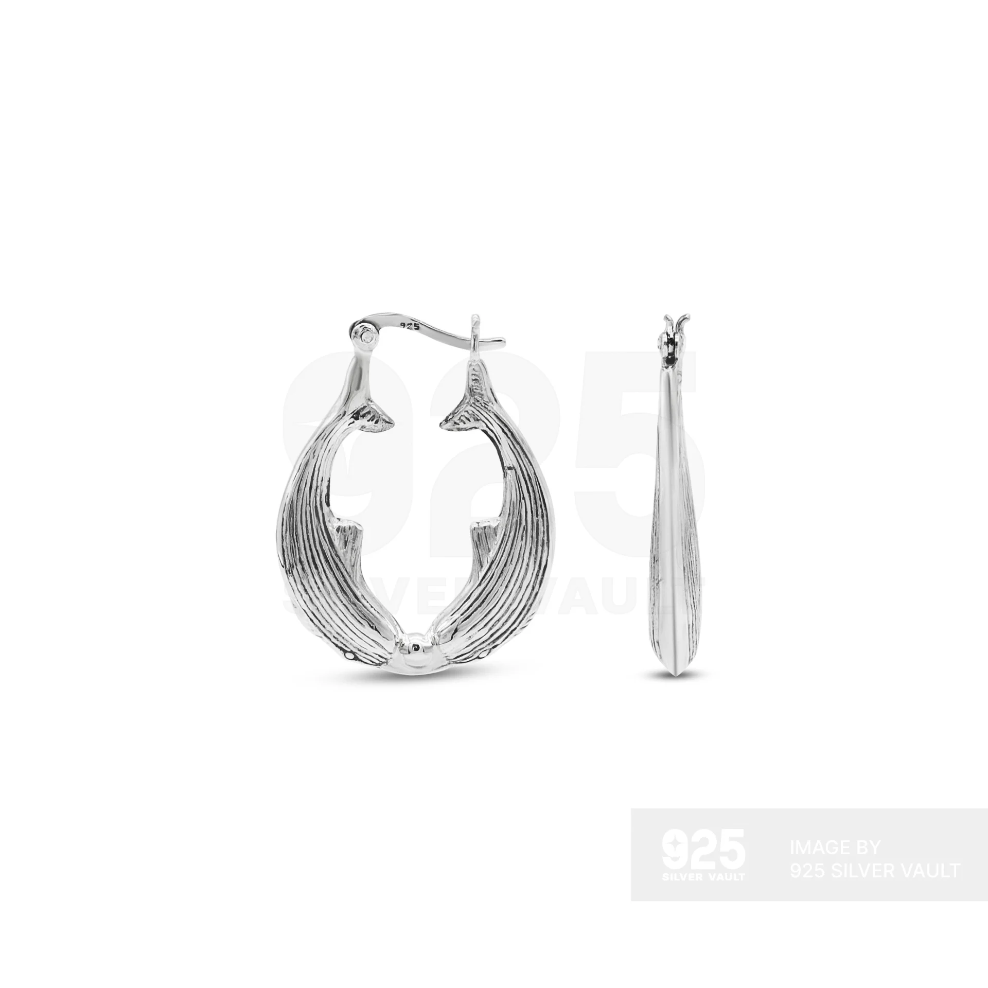 Textured Dual Fish Hoop Earrings