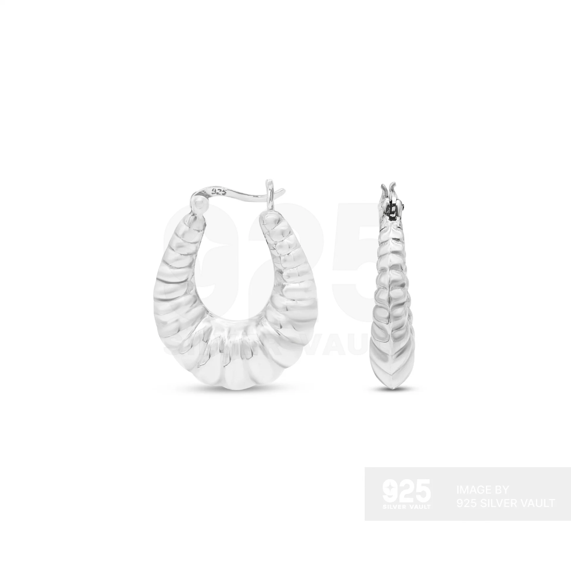 Classic Shrimp Segmented Oval Hoop Earrings