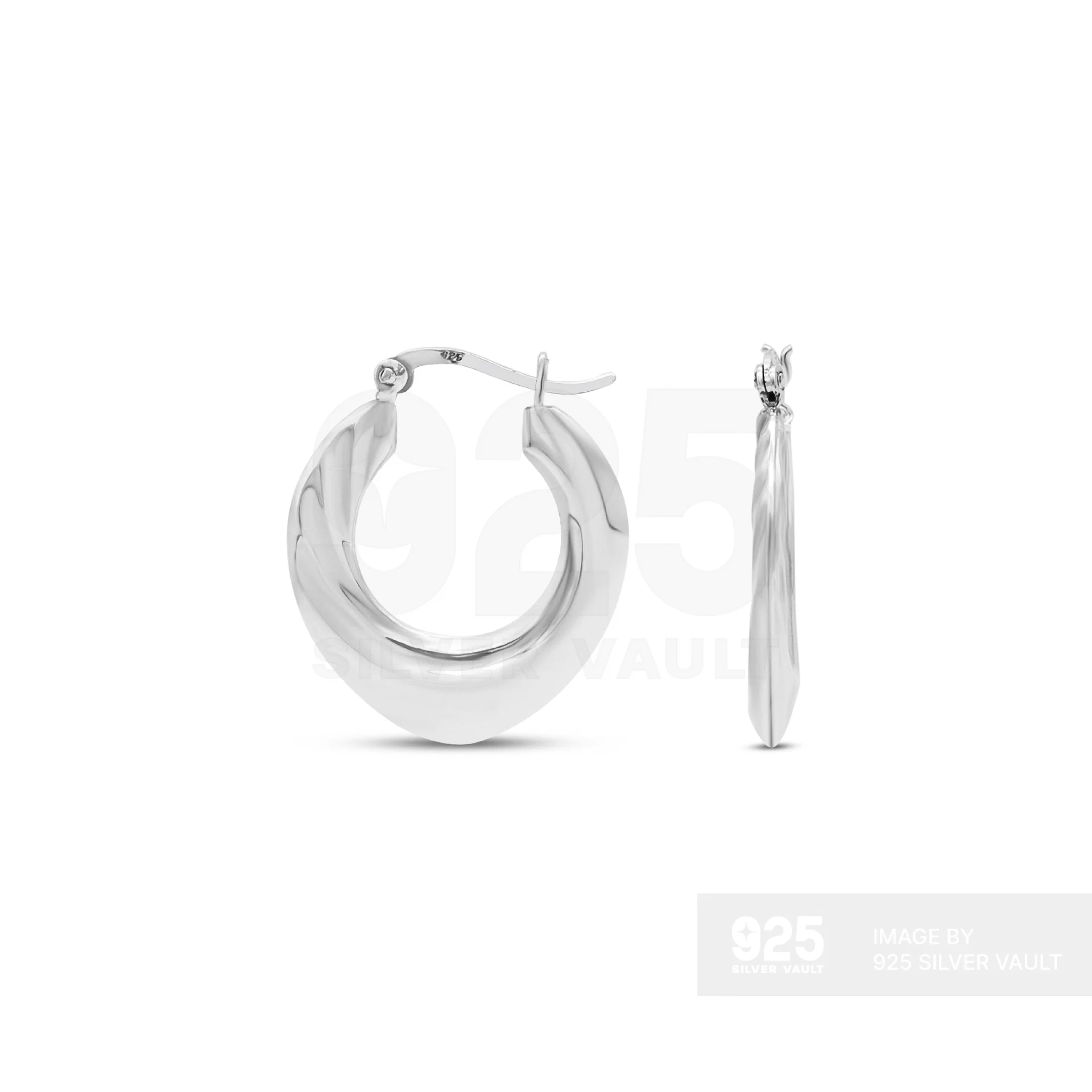 Swirl Pattern Pointed Hoop Earrings