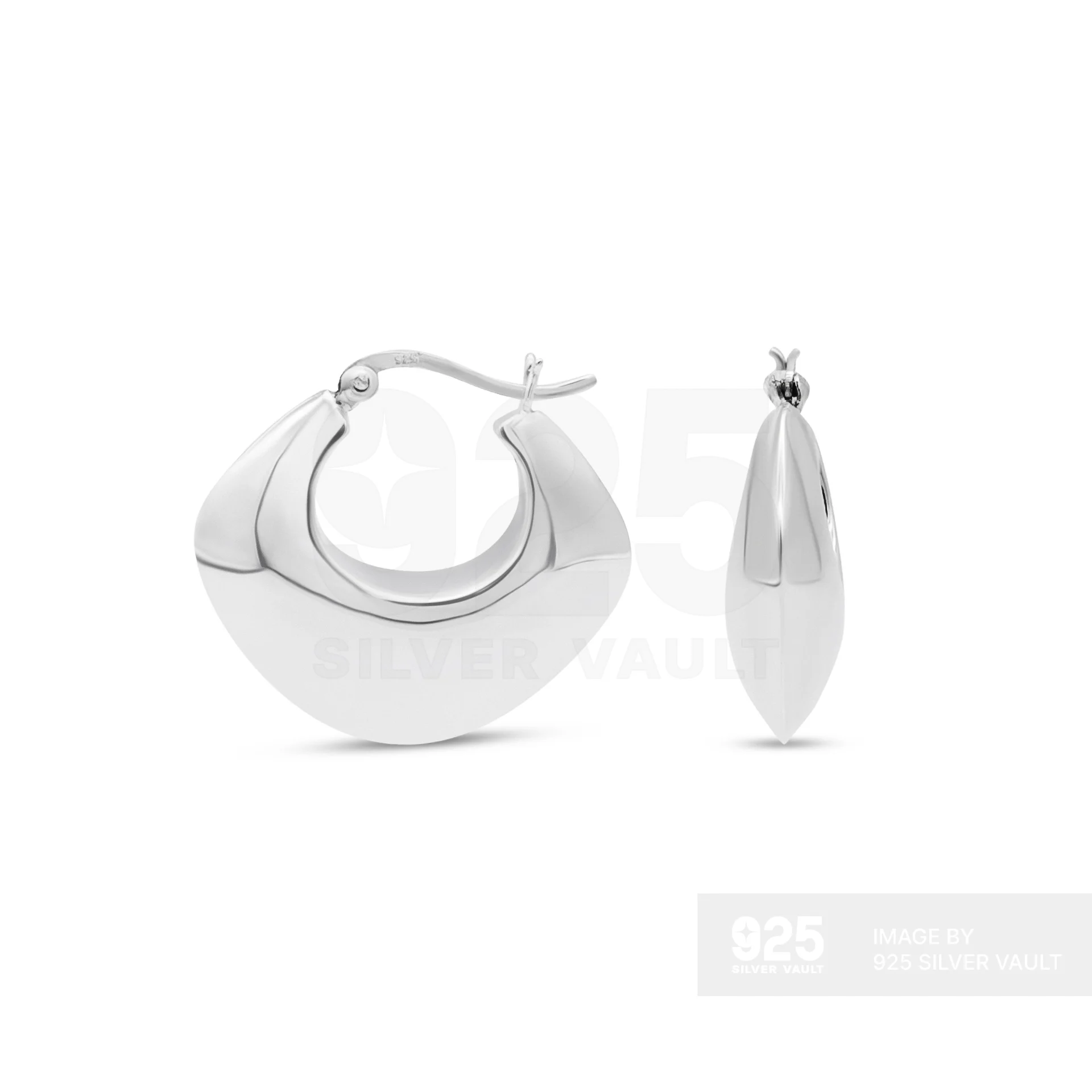 Plain Wide Crescent Hoop Earrings