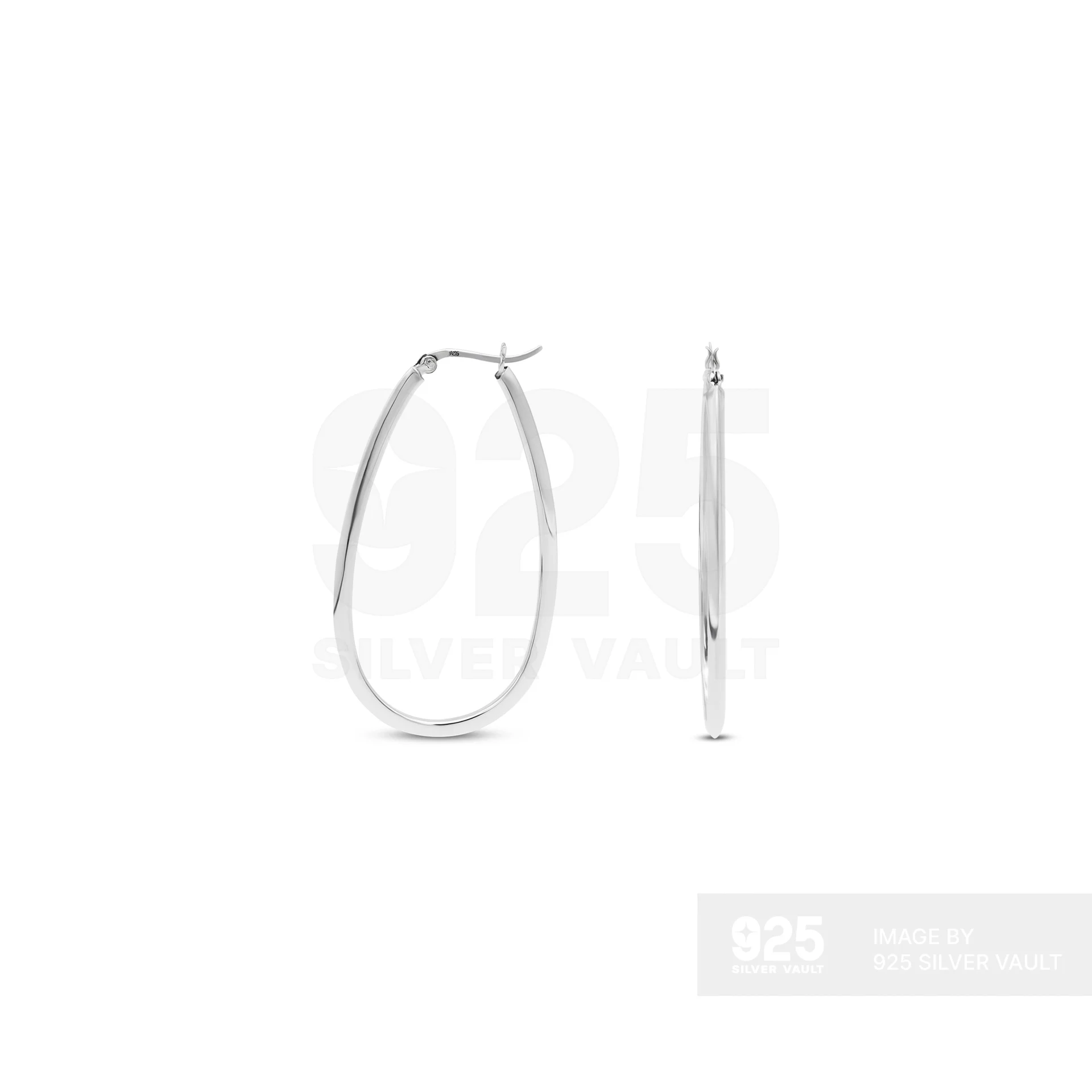 Name: Plain Sleek Elongated Oval Hoop Earrings