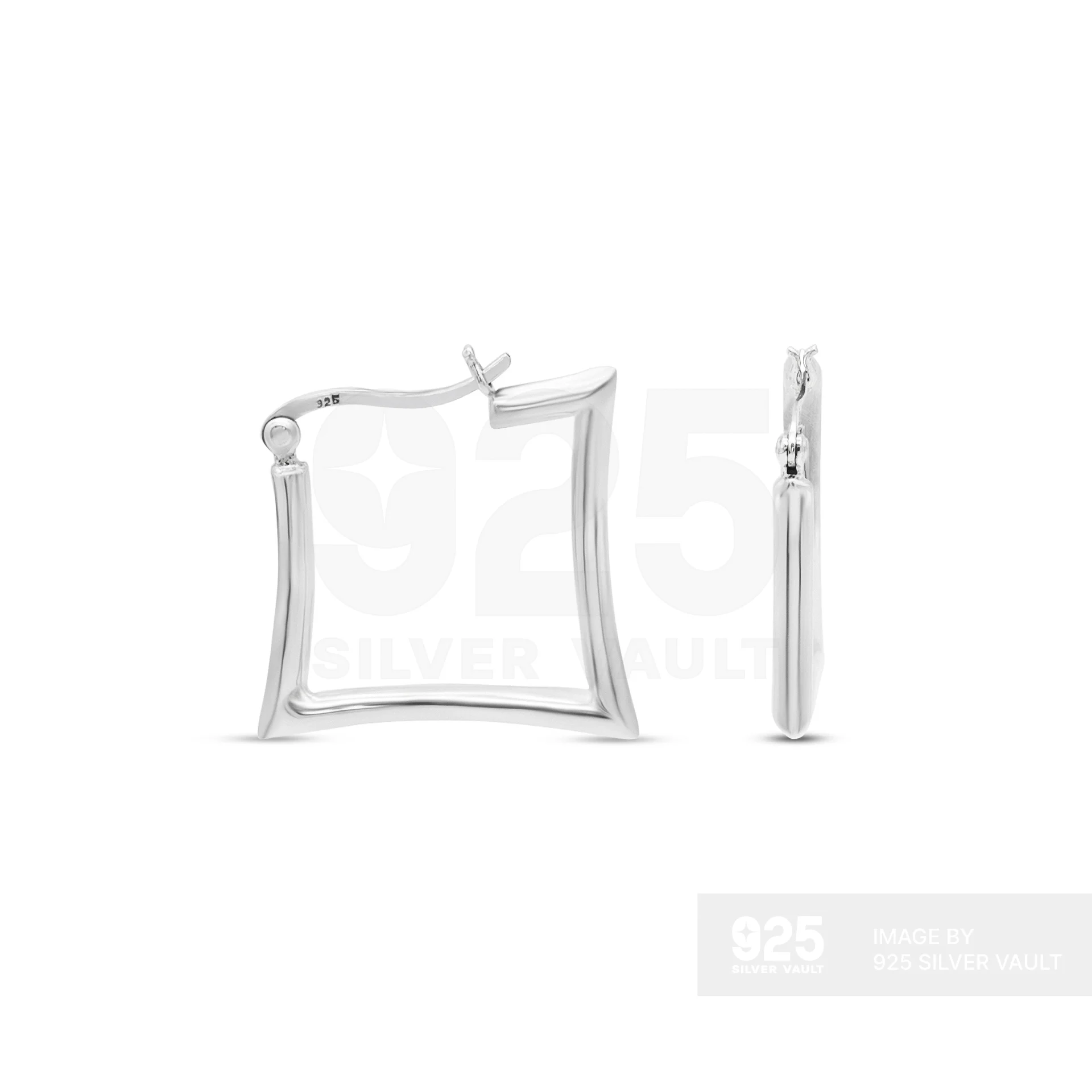 Plain Curved Square Hoop Earrings