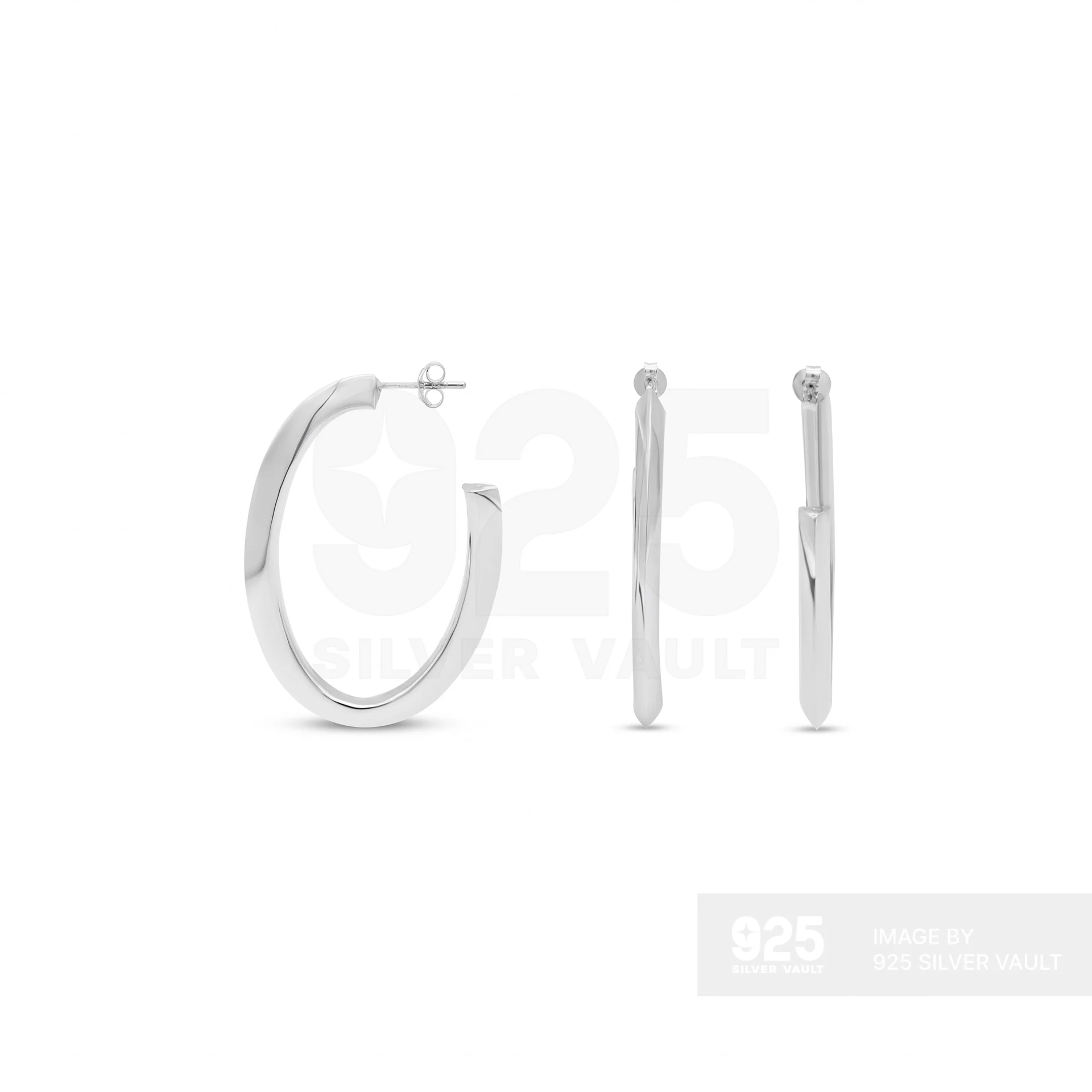 Plain Open Oval Hoop Earrings