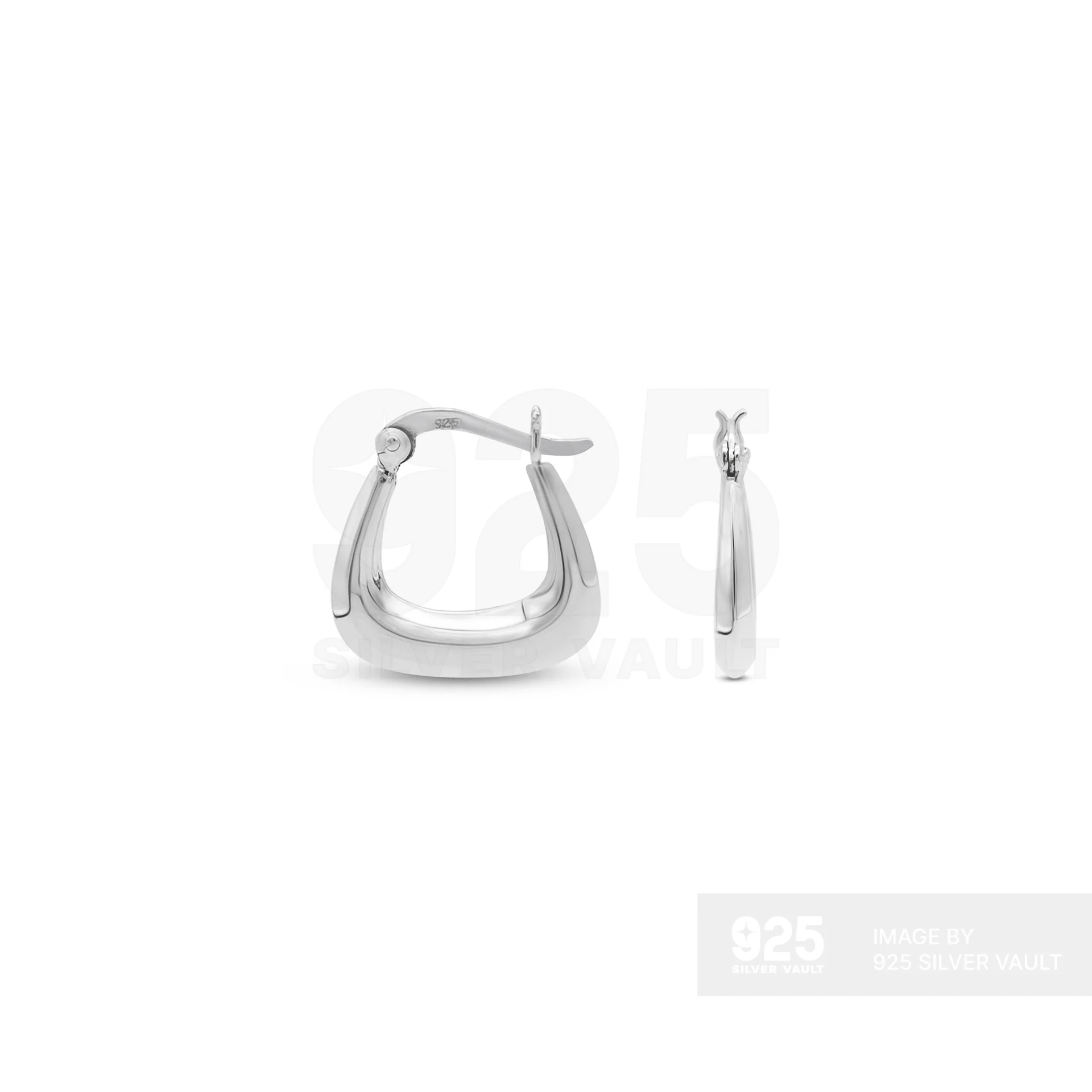 Plain Wide Double Angular U-Shape Hoop Earrings