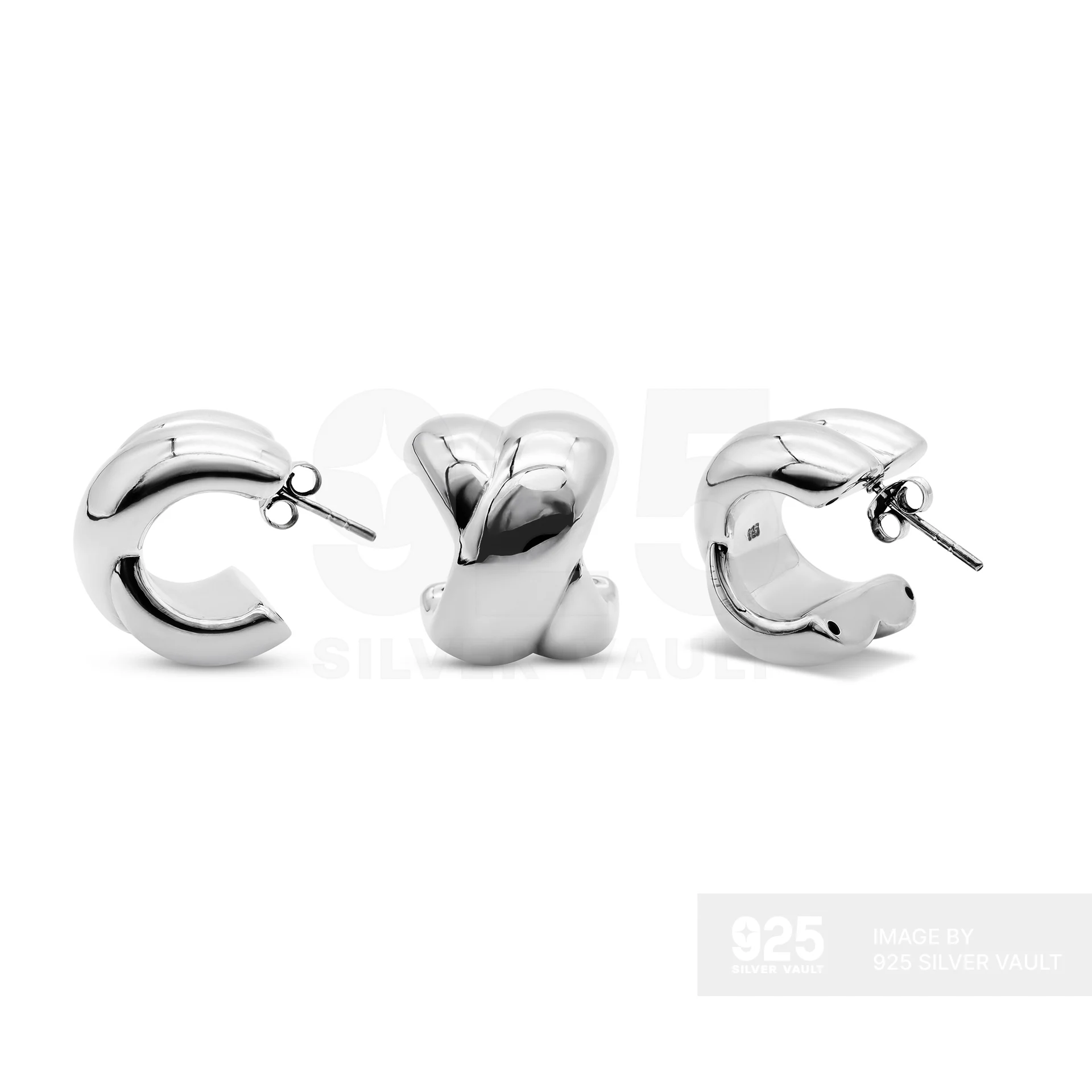 Plain Chunky Crisscross Stud Earrings
