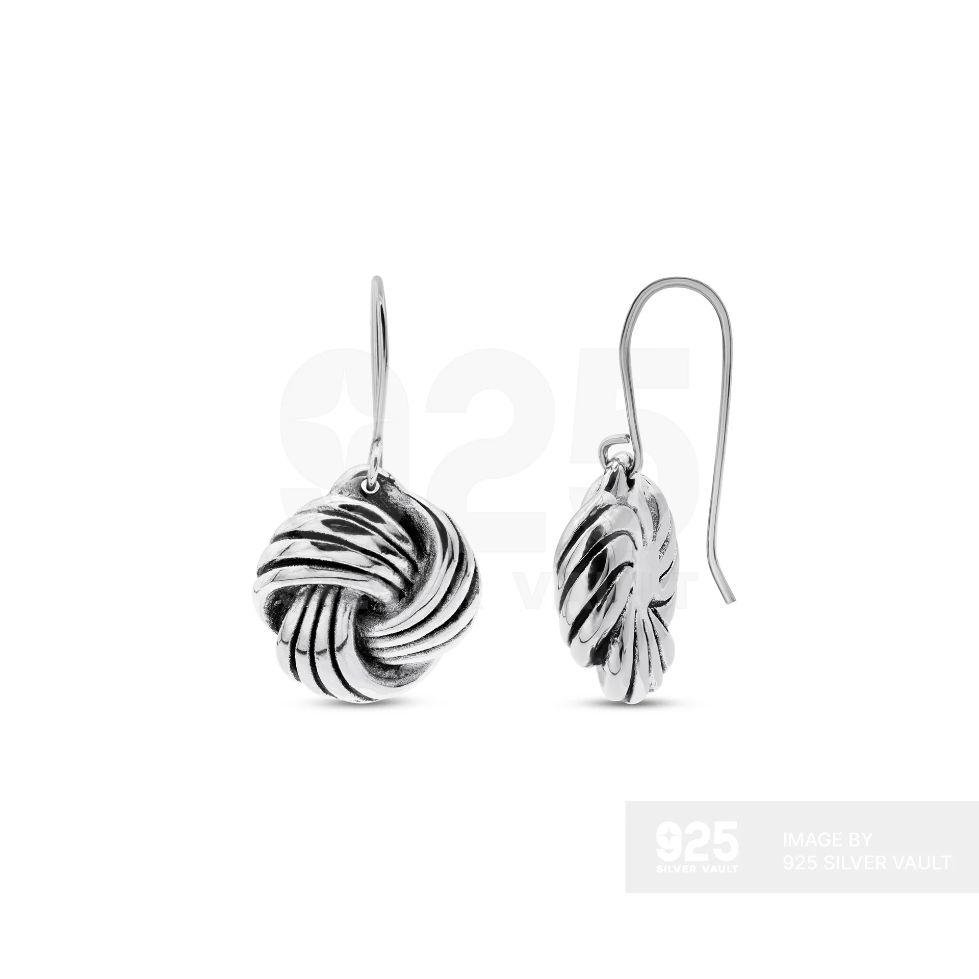 Grooved Love Knot Drop Earrings