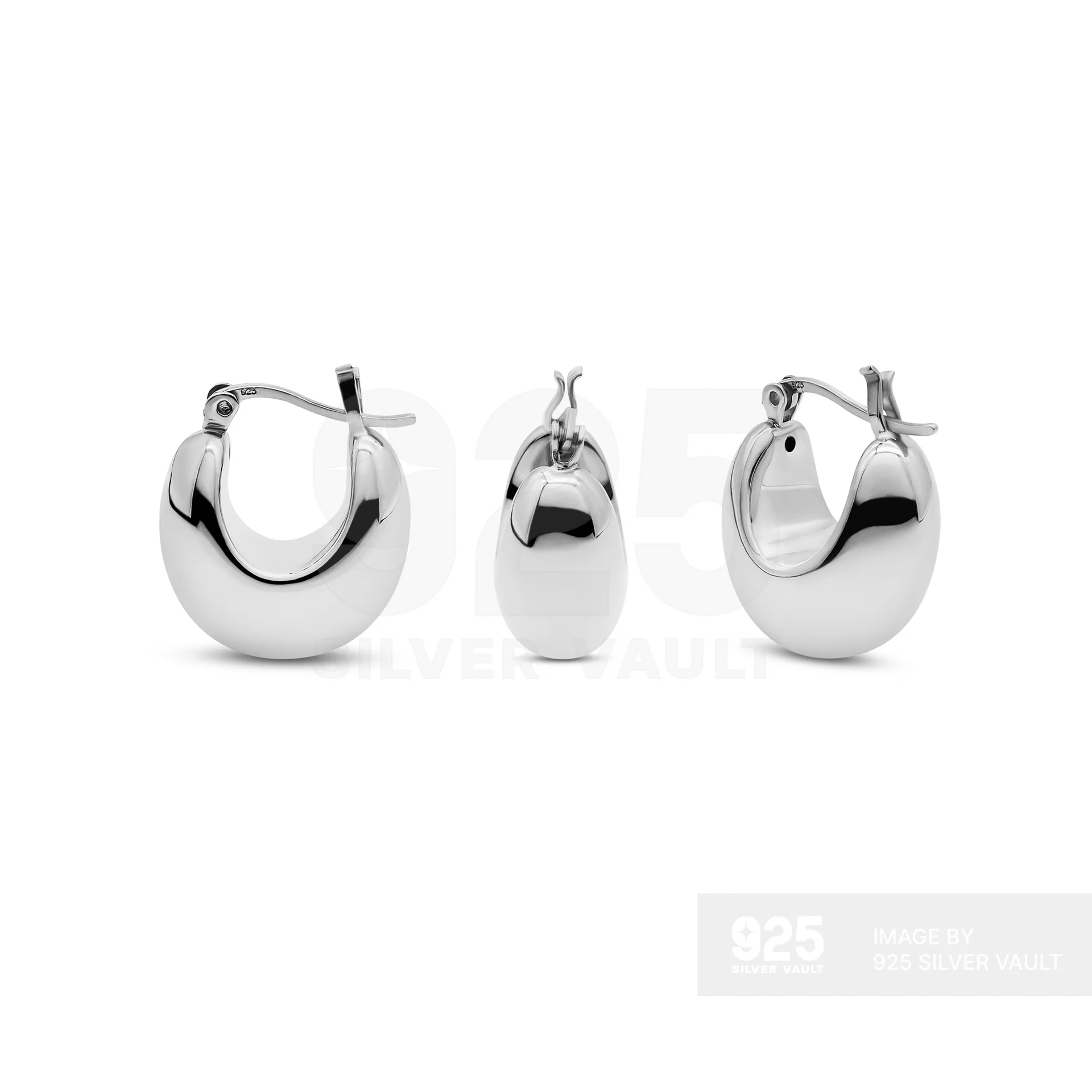 Plain Chunky U-Shape Weighted Bottom Hoop Earrings