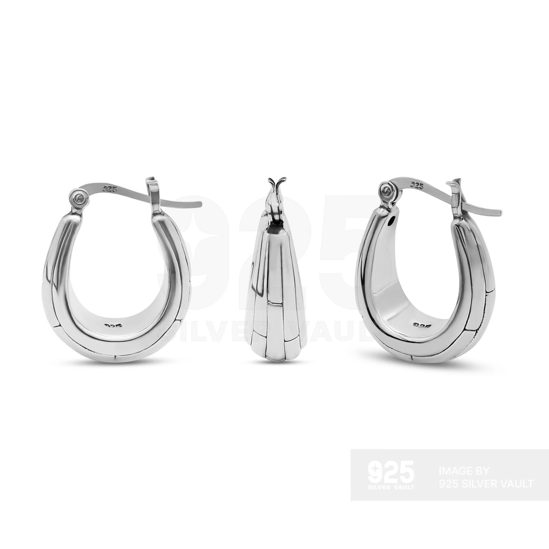 Brick Pattern Chunky Oval Hoop Earrings