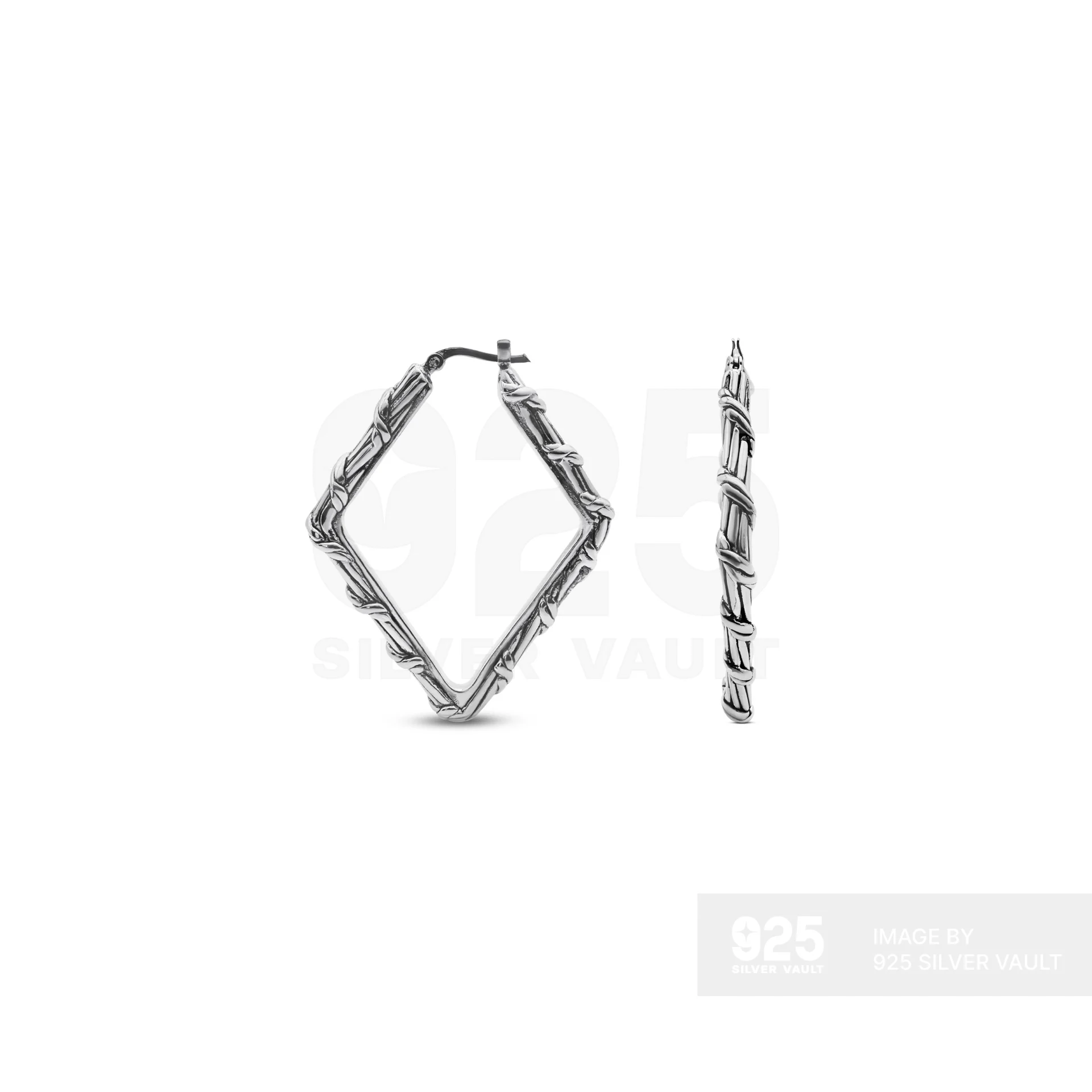 Lattice Diamond Hoop Earrings