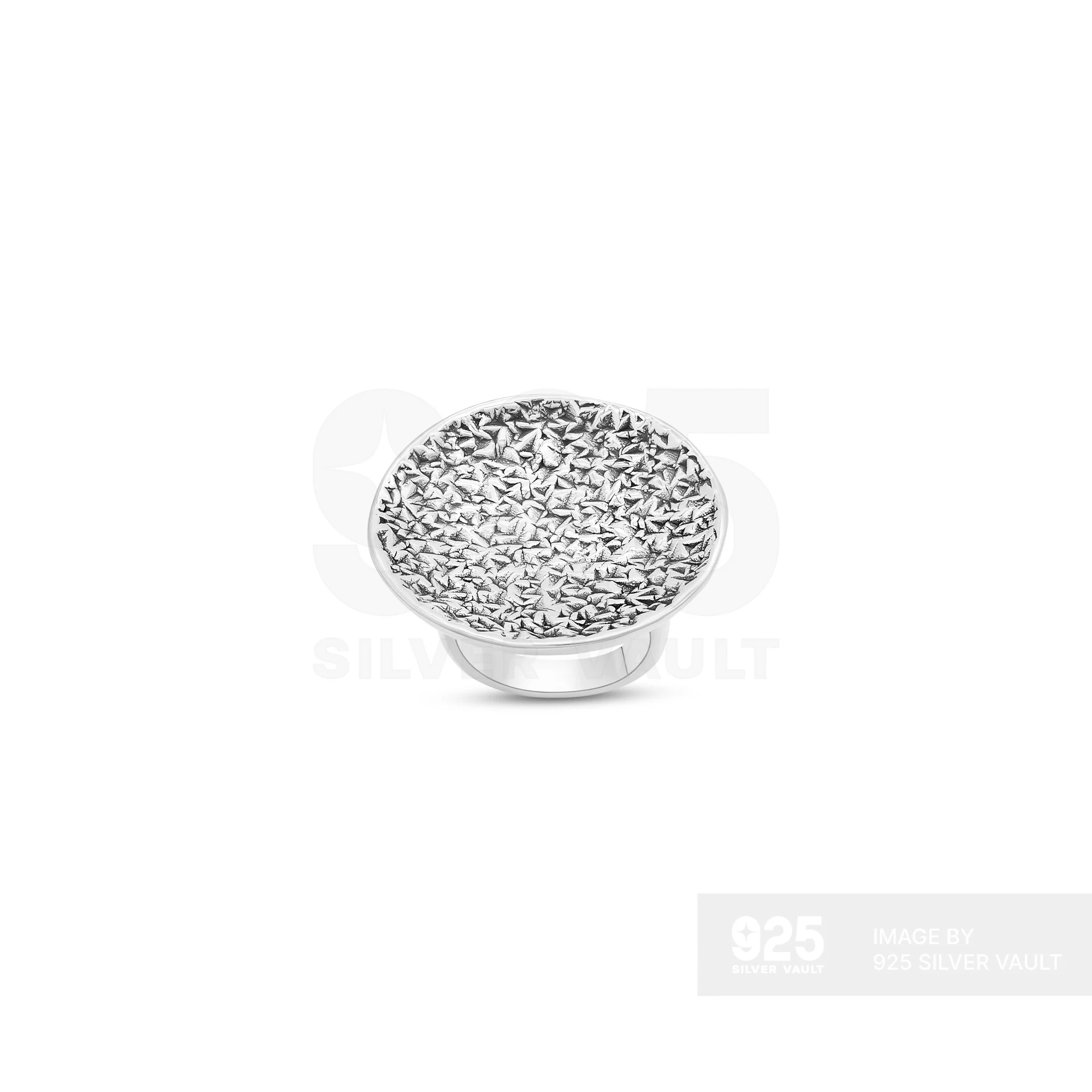 Large Flat Circular Diamond-Cut Ring