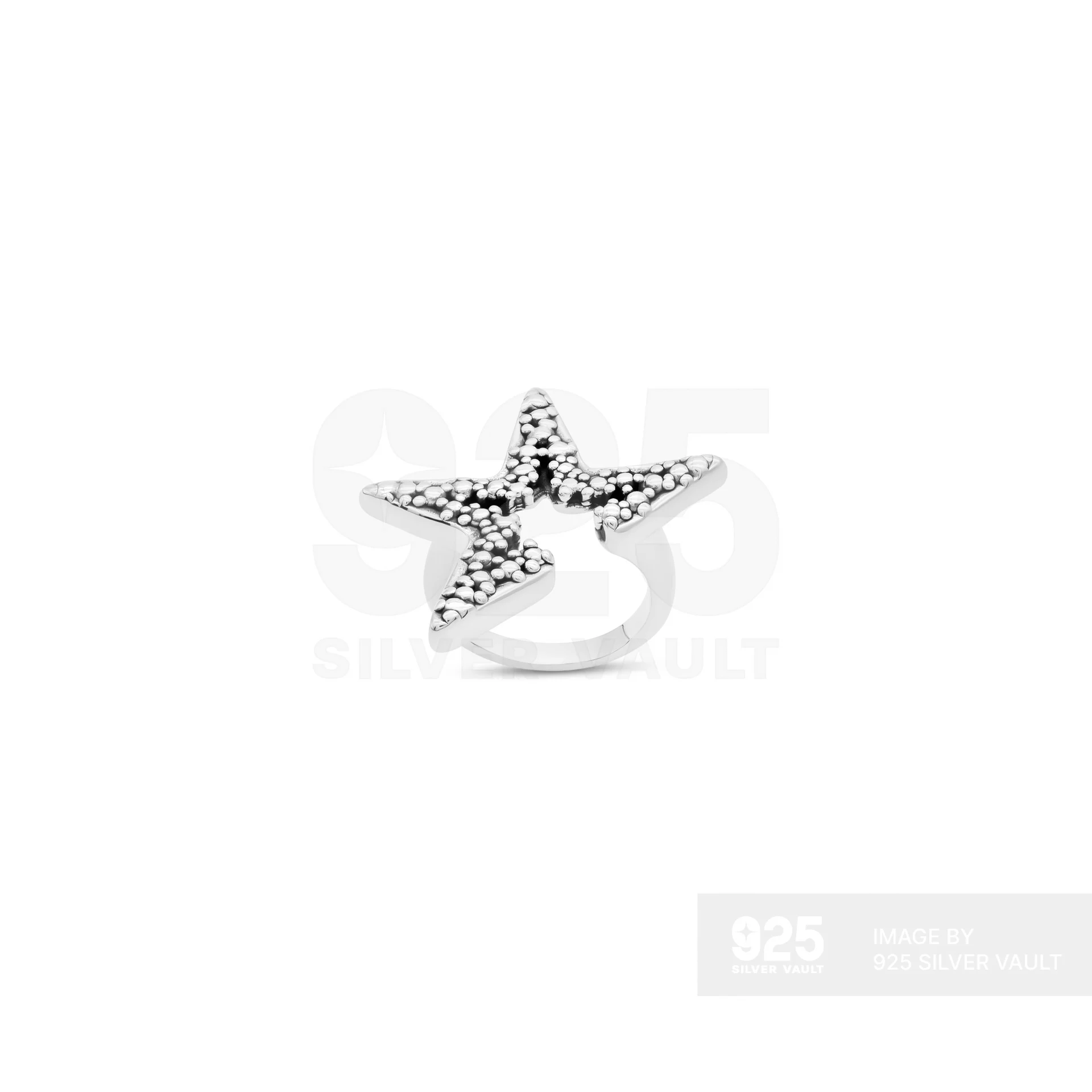Open Star Beaded-Like Texture Ring