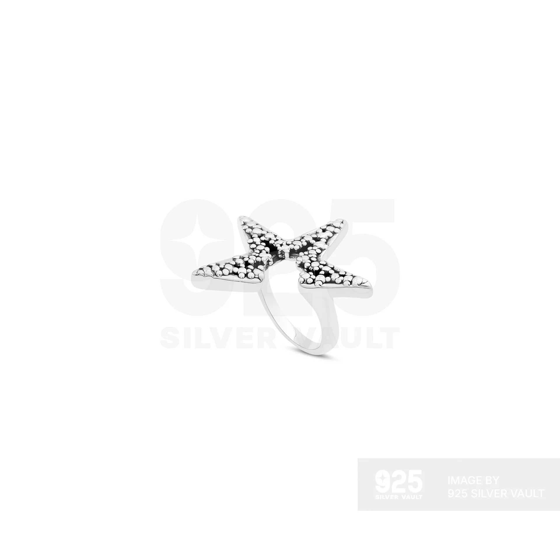 Open Star Beaded-Like Texture Ring - Image 2