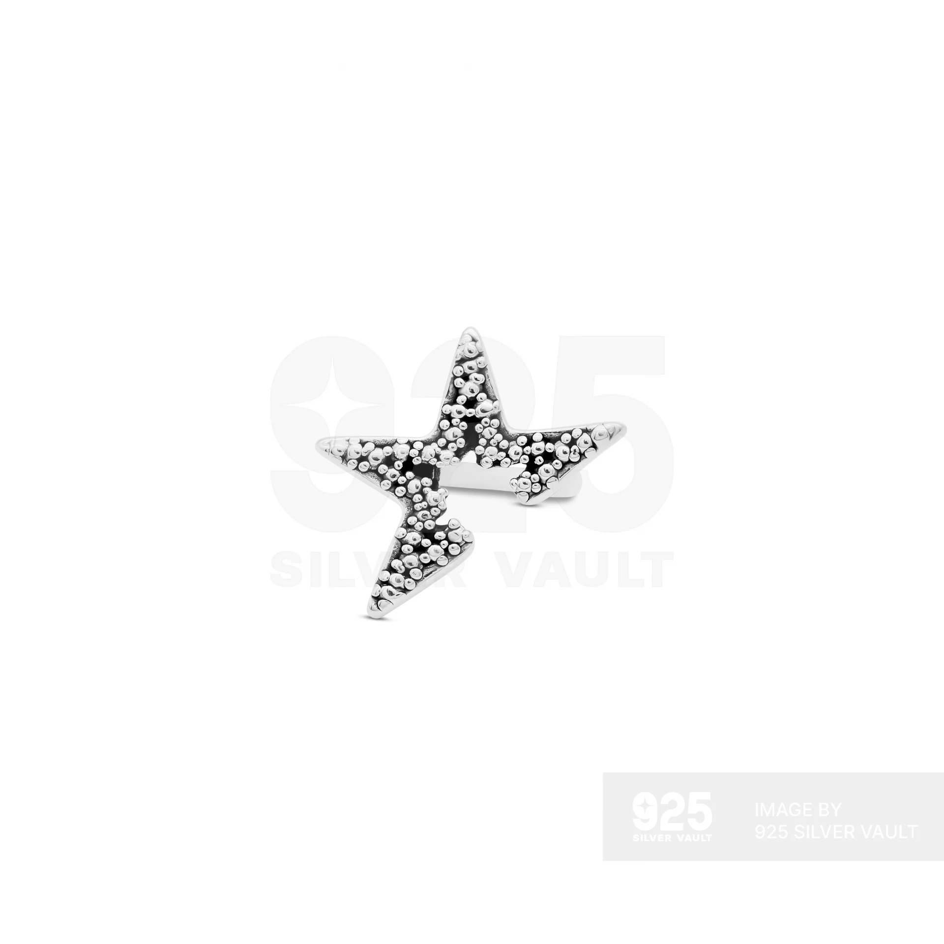 Open Star Beaded-Like Texture Ring - Image 3