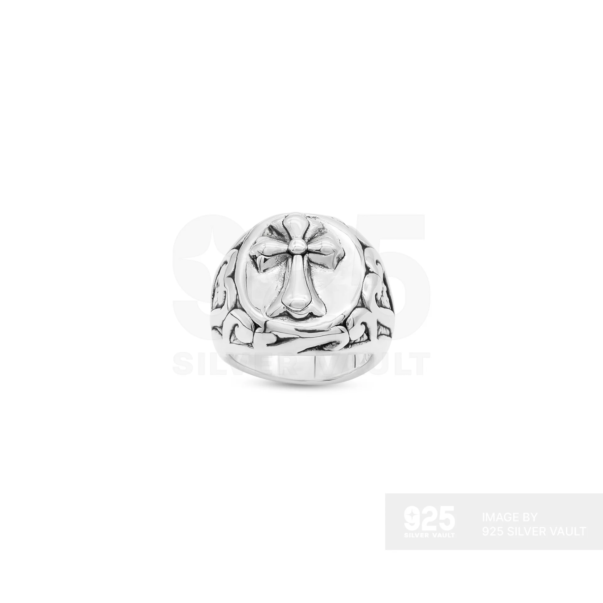 Domed Cross Shield Ring