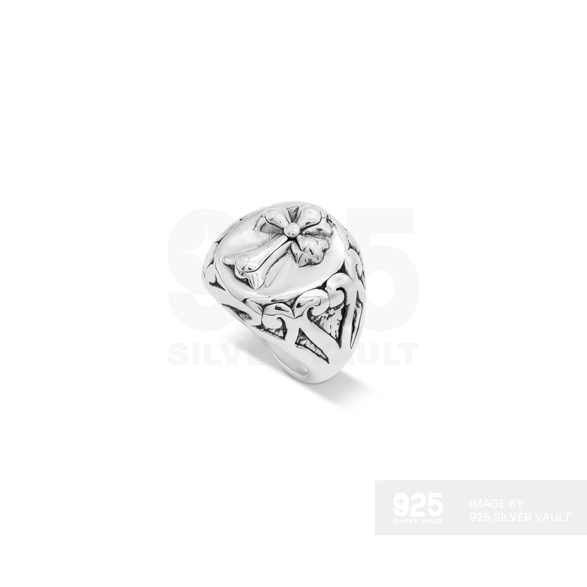 Domed Cross Shield Ring - Image 2