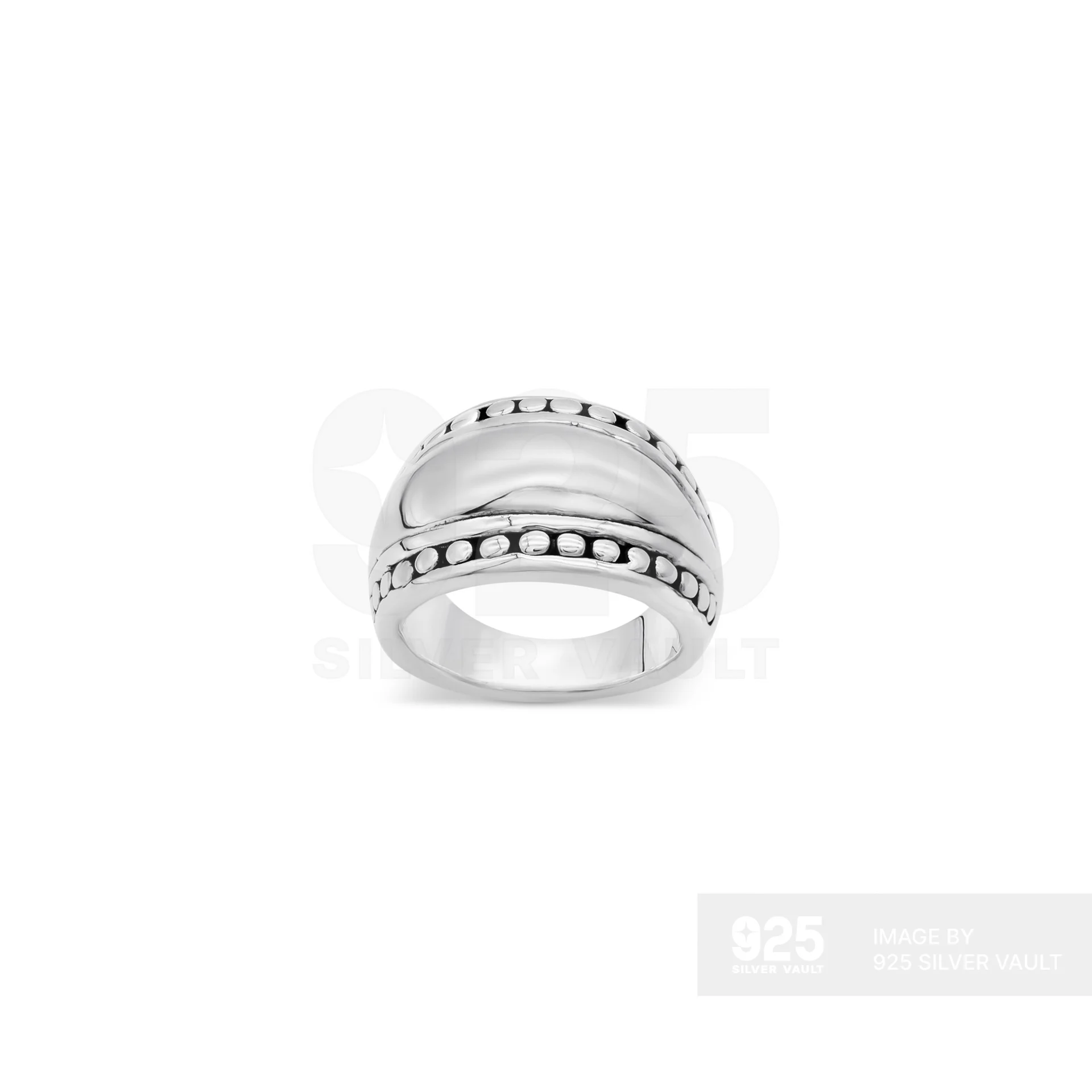 Wide Band Beaded Edge Ring