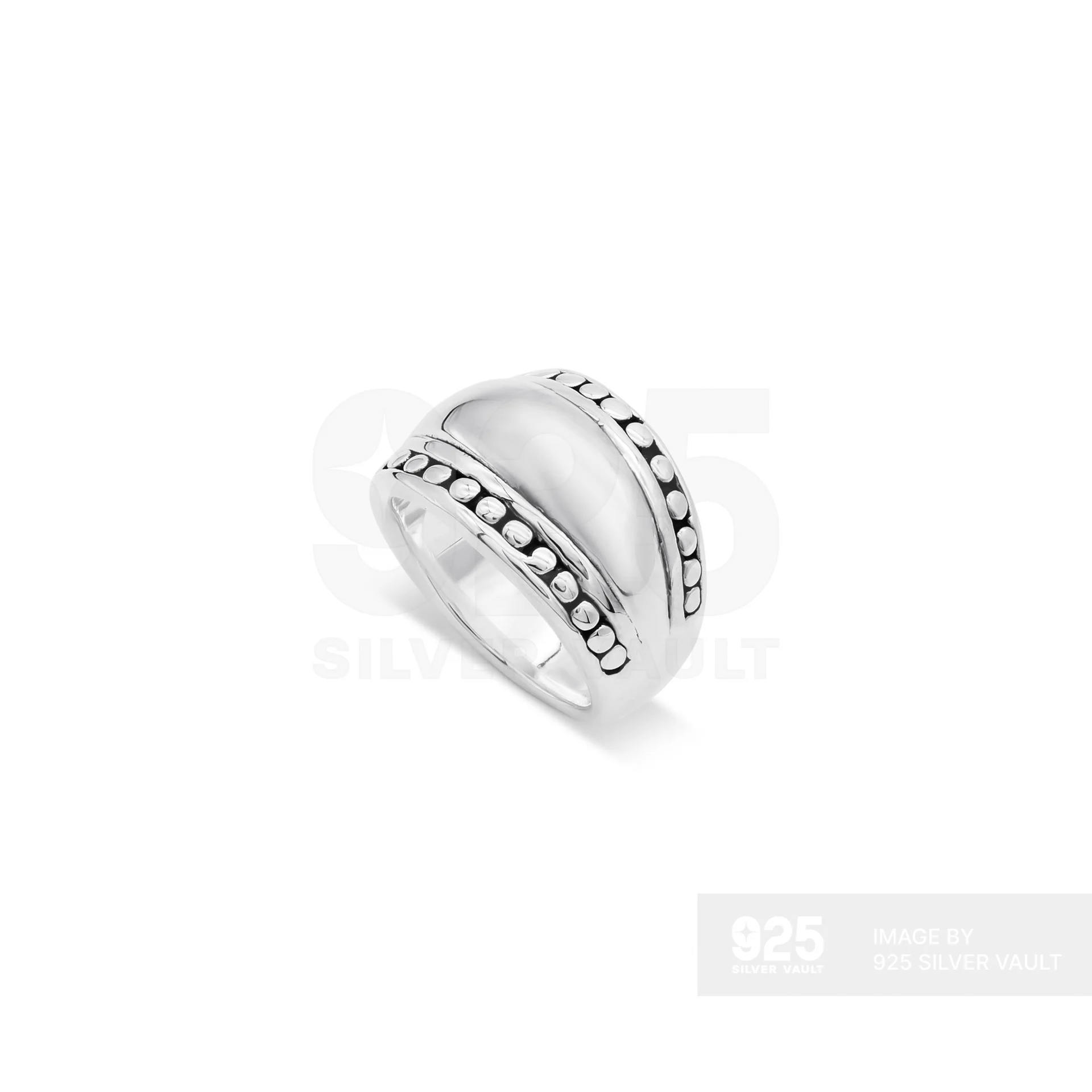 Wide Band Beaded Edge Ring - Image 2