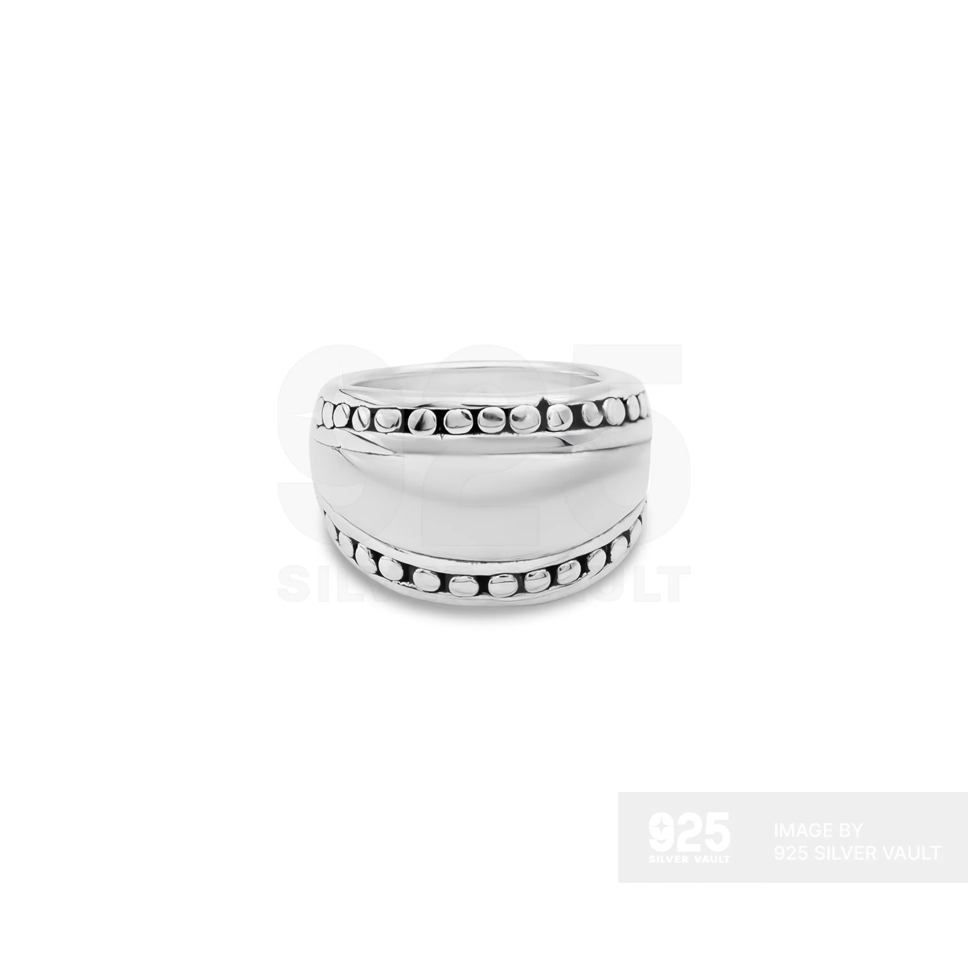 Wide Band Beaded Edge Ring - Image 3