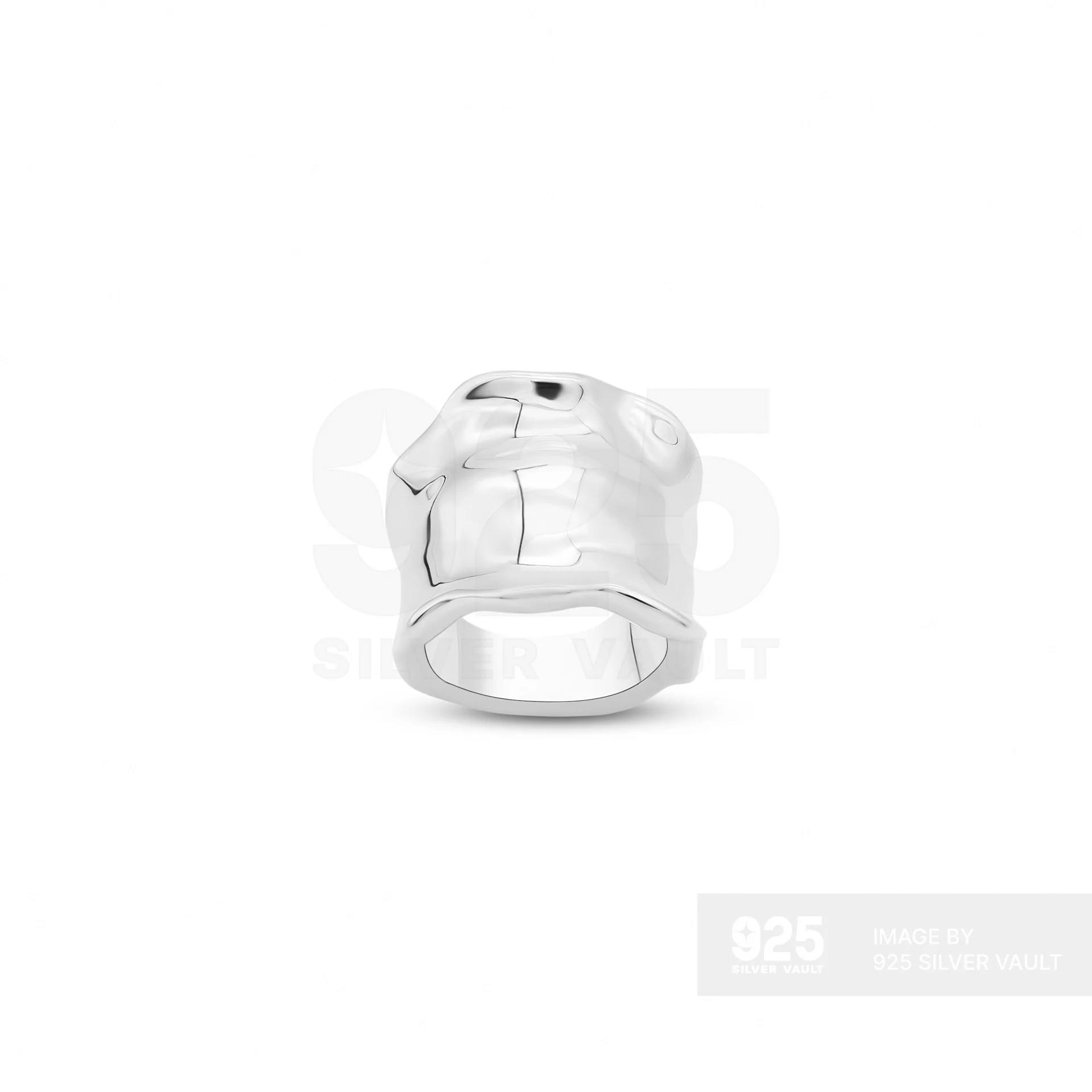Wide Molten Cuff Ring