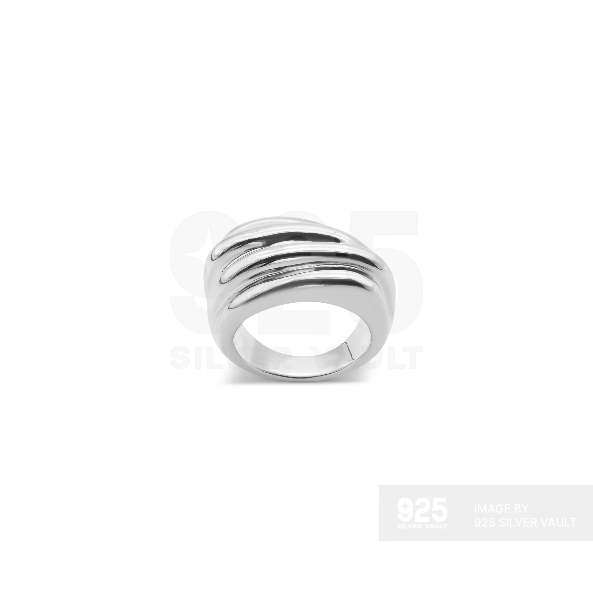 Layered Diagonal Ridge Ring