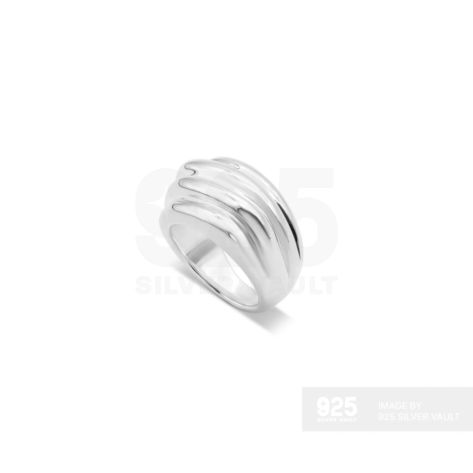 Layered Diagonal Ridge Ring - Image 2