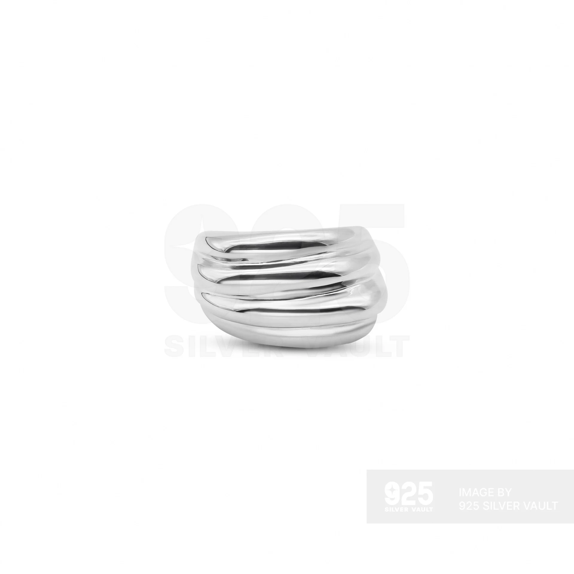 Layered Diagonal Ridge Ring - Image 3