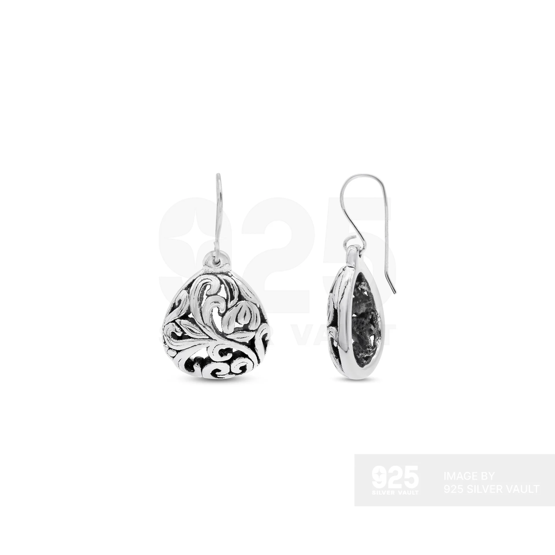 Teardrop Botanical Scroll Earrings