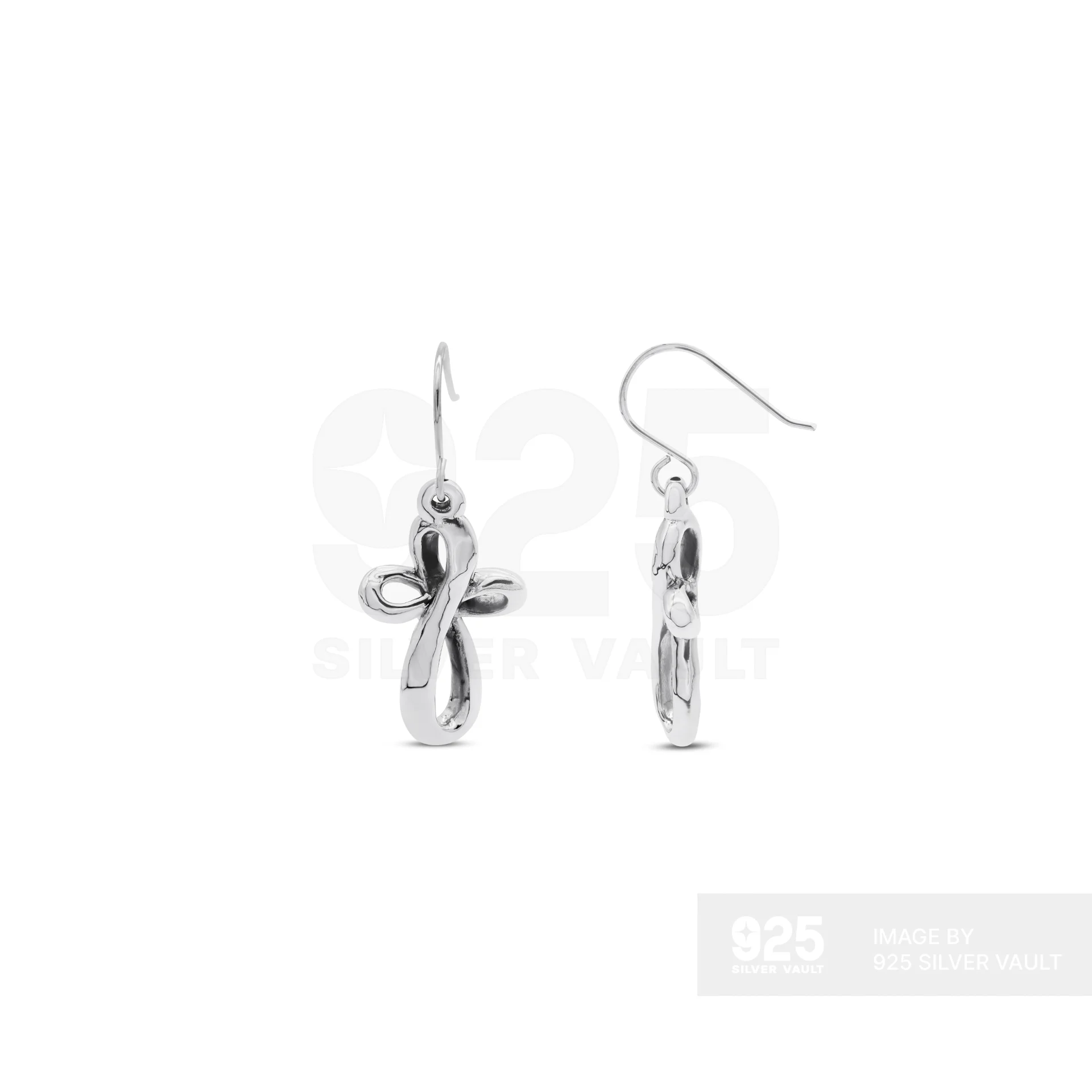 Flowing Infinity Cross Hook Earrings