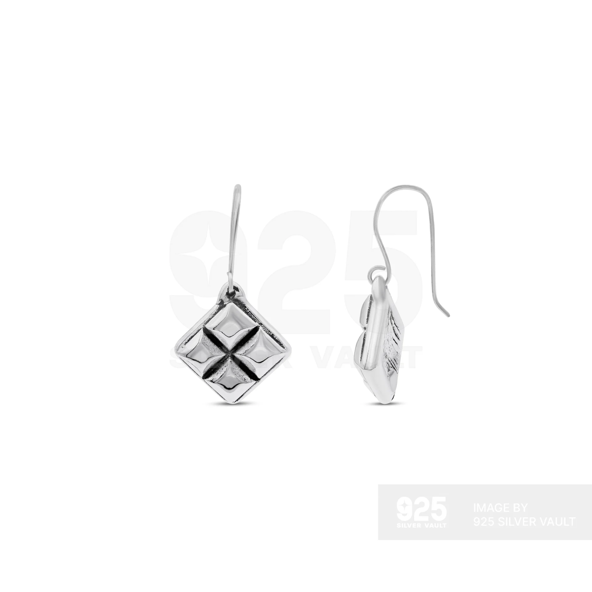 Diamond-Shape Quilted Drop Earrings