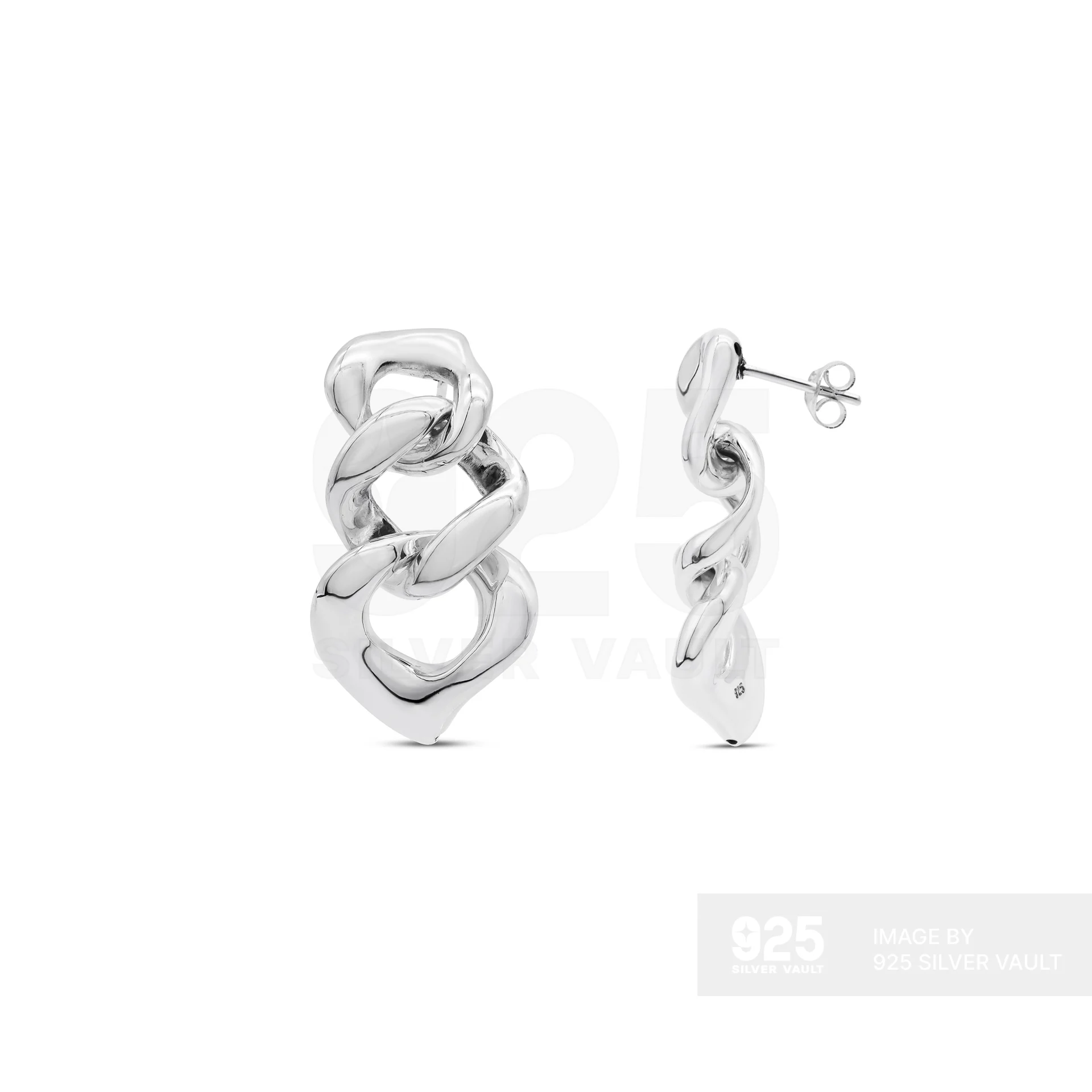 Chunky Chain Link Post Drop Earrings